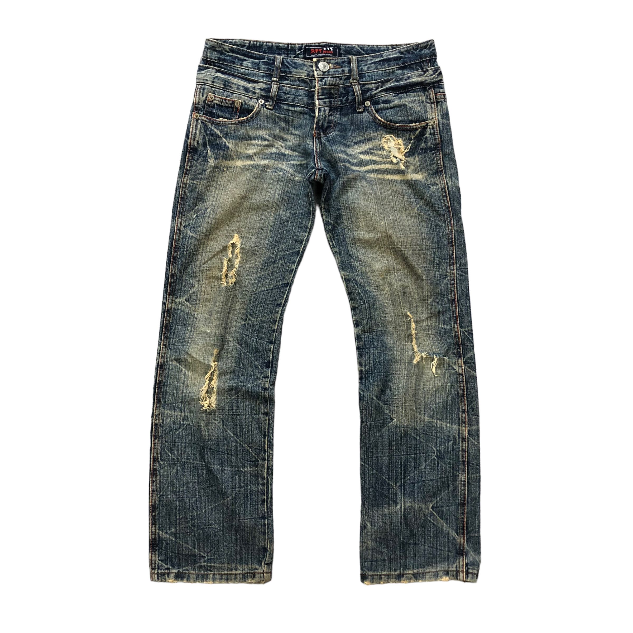 Vintage TRASHED🔥 AFRICA TARO DOUBLE WAIST DISTRESS DENIM #6138-220 Size US 32 / EU 48 - 1 Thumbnail