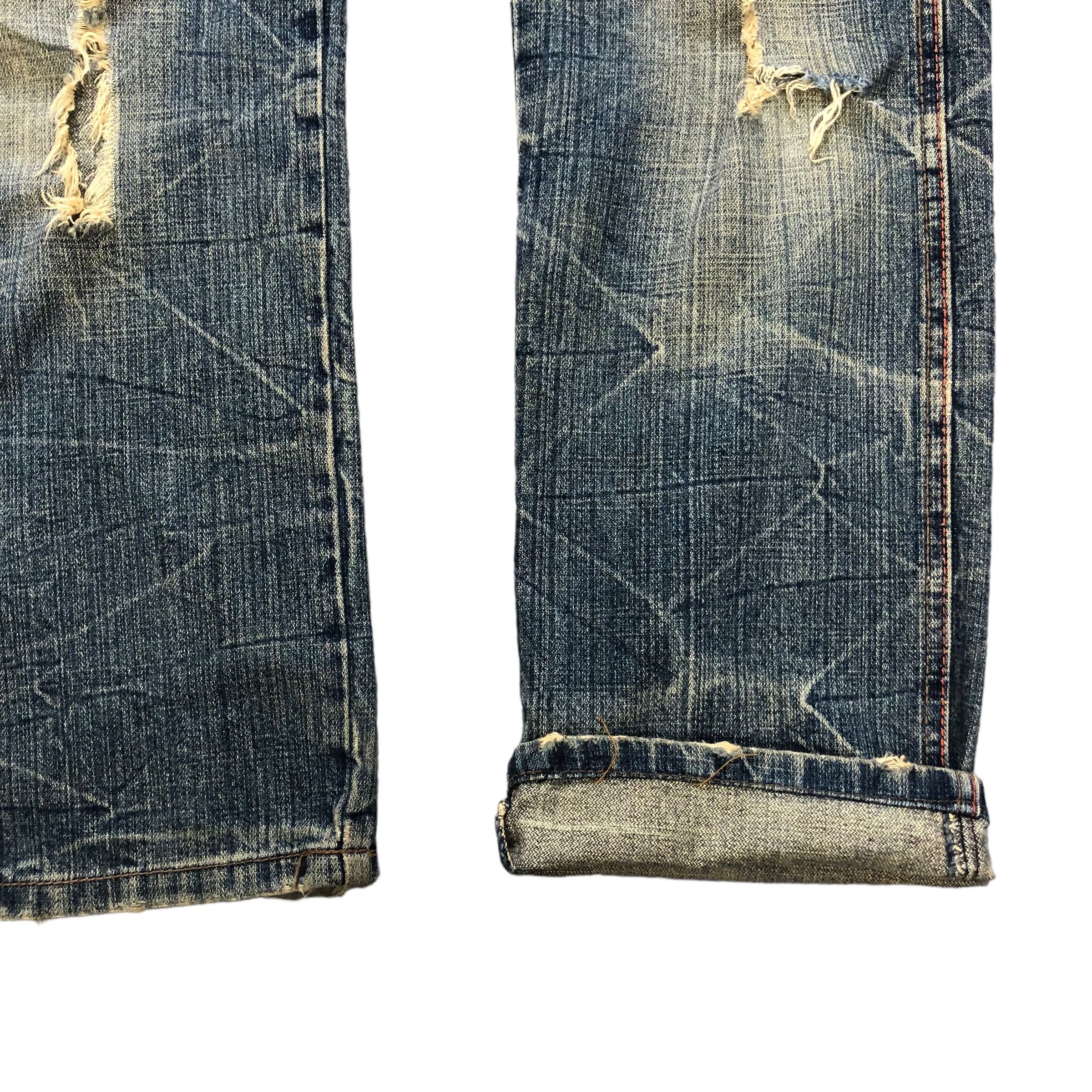 Vintage TRASHED🔥 AFRICA TARO DOUBLE WAIST DISTRESS DENIM #6138-220 Size US 32 / EU 48 - 9 Thumbnail