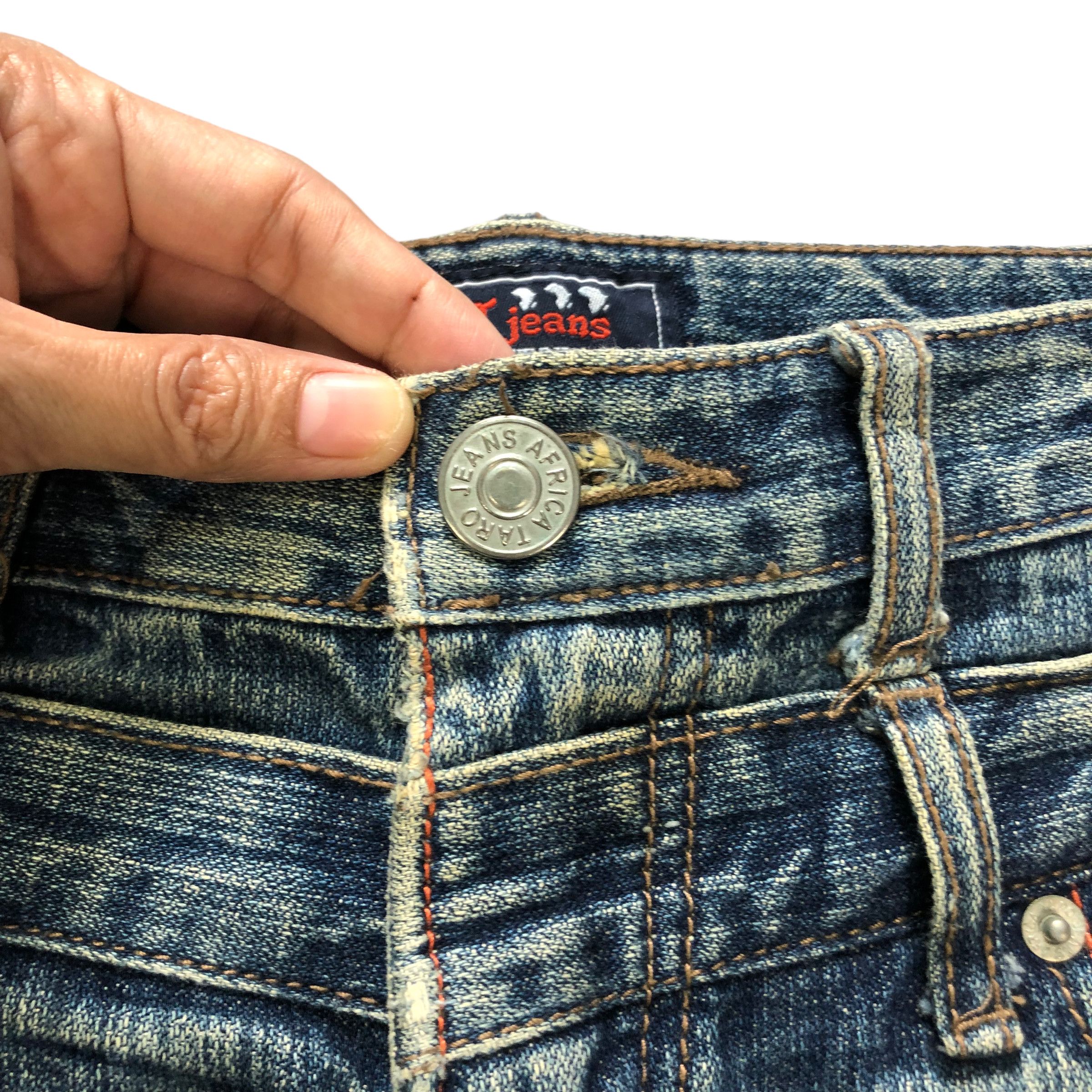 Vintage TRASHED🔥 AFRICA TARO DOUBLE WAIST DISTRESS DENIM #6138-220 Size US 32 / EU 48 - 5 Thumbnail