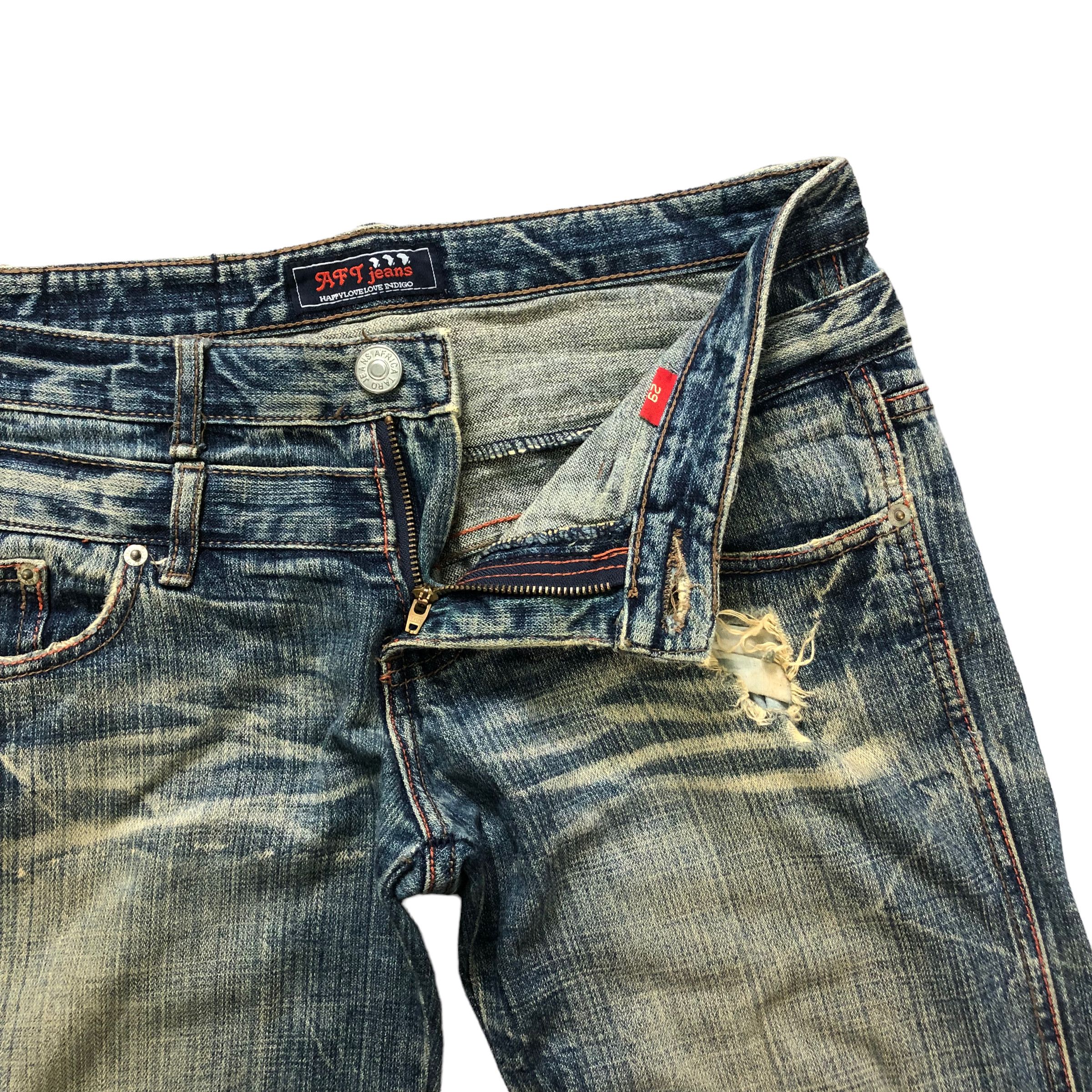 Vintage TRASHED🔥 AFRICA TARO DOUBLE WAIST DISTRESS DENIM #6138-220 Size US 32 / EU 48 - 6 Thumbnail