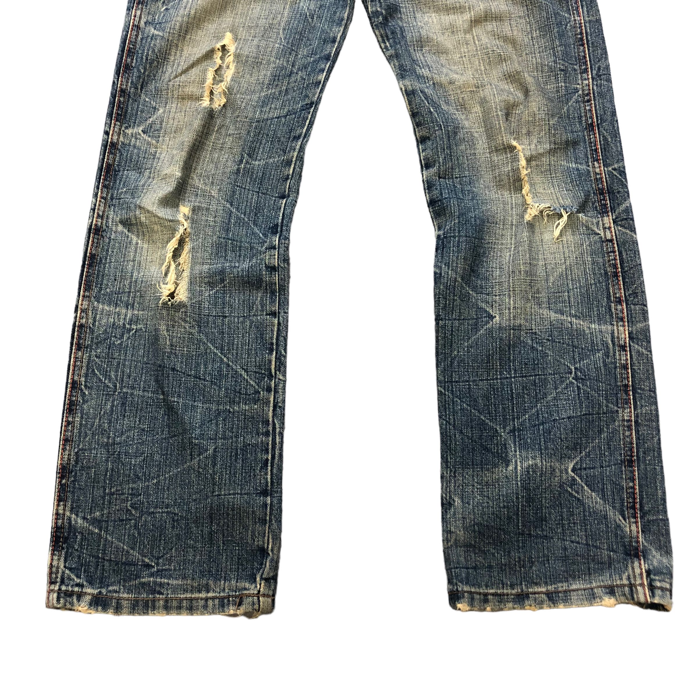 Vintage TRASHED🔥 AFRICA TARO DOUBLE WAIST DISTRESS DENIM #6138-220 Size US 32 / EU 48 - 8 Thumbnail