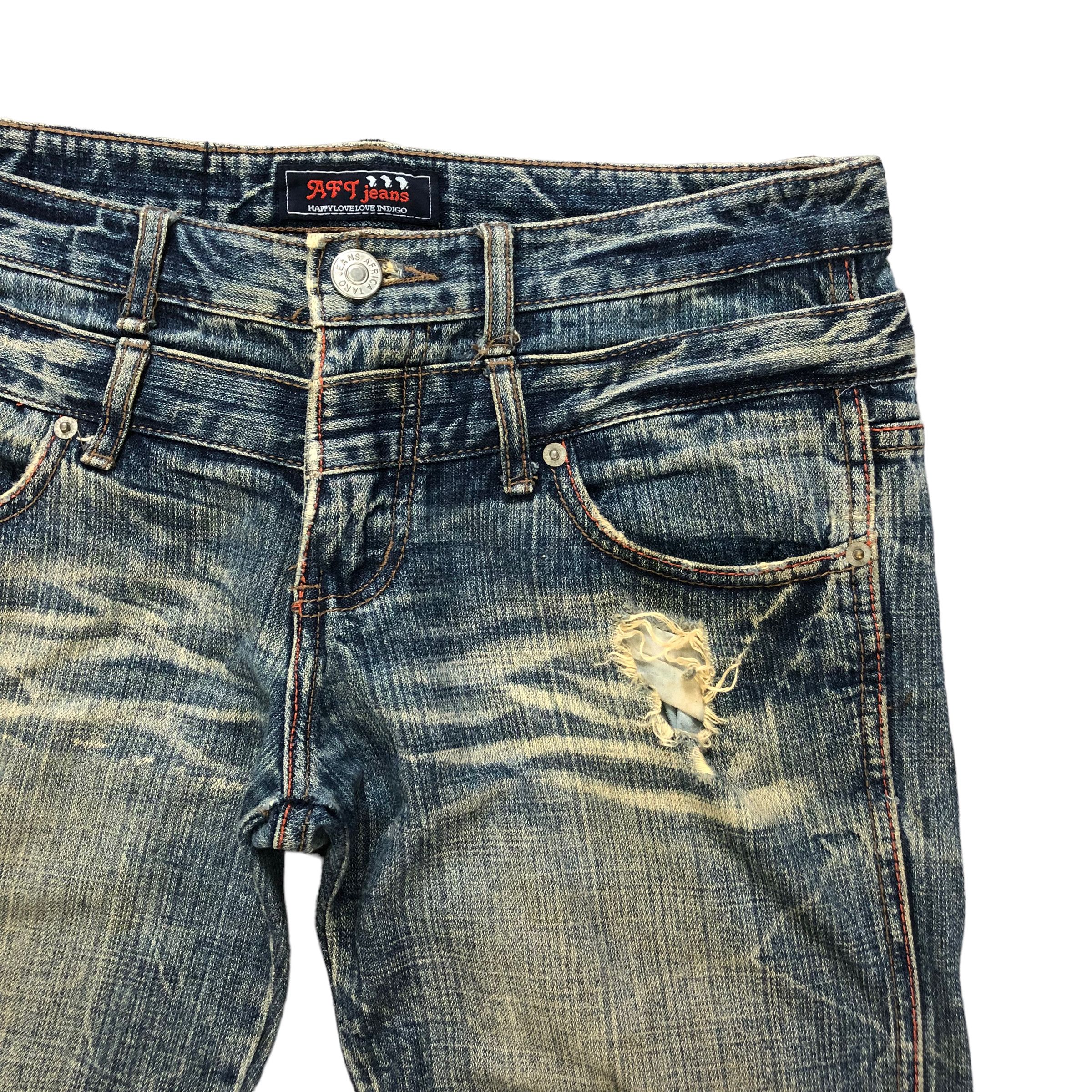 Vintage TRASHED🔥 AFRICA TARO DOUBLE WAIST DISTRESS DENIM #6138-220 Size US 32 / EU 48 - 4 Thumbnail