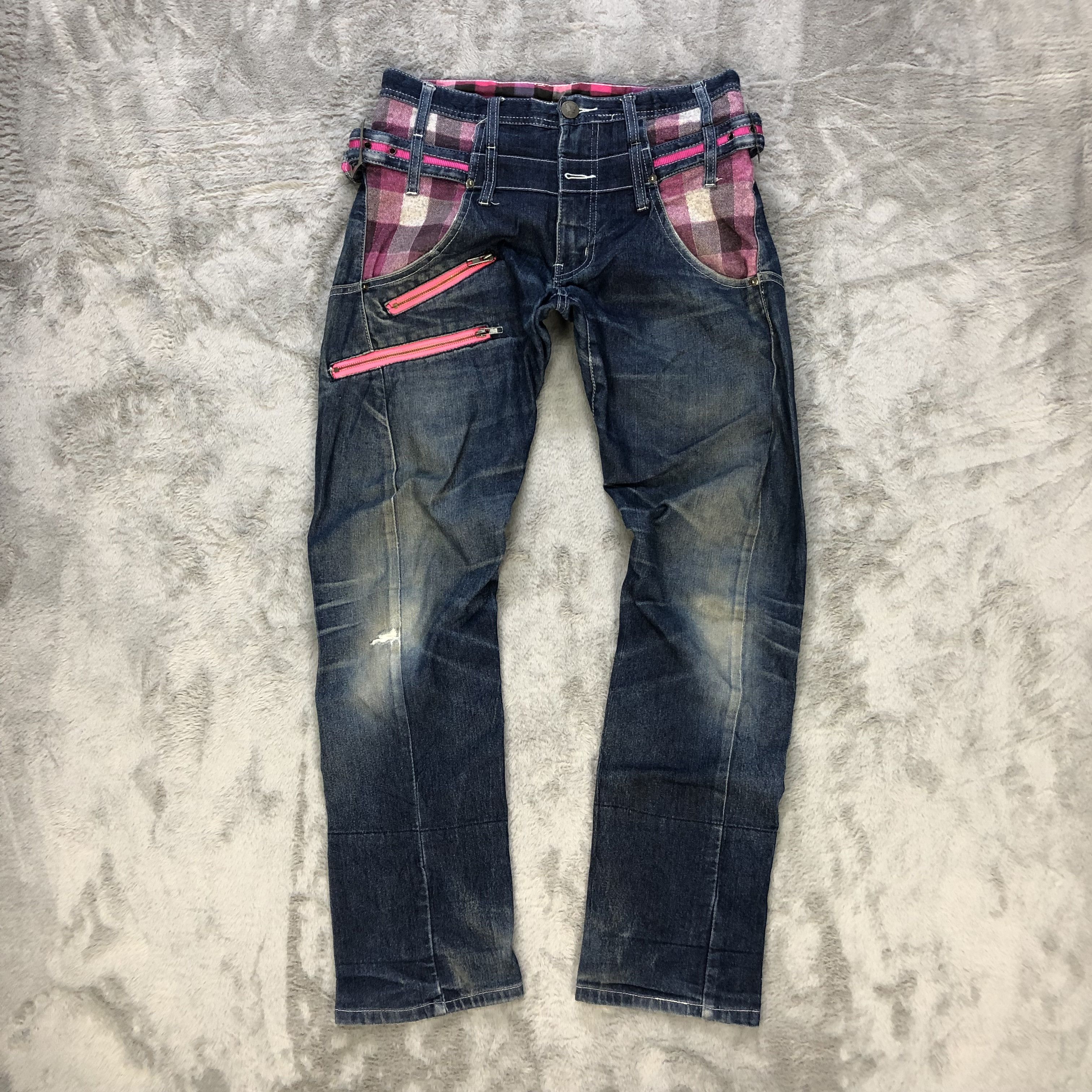 image of Distressed Denim Breath Mint Double Waist Skinny Denim Pants 6246-220, Men's (Size 32)