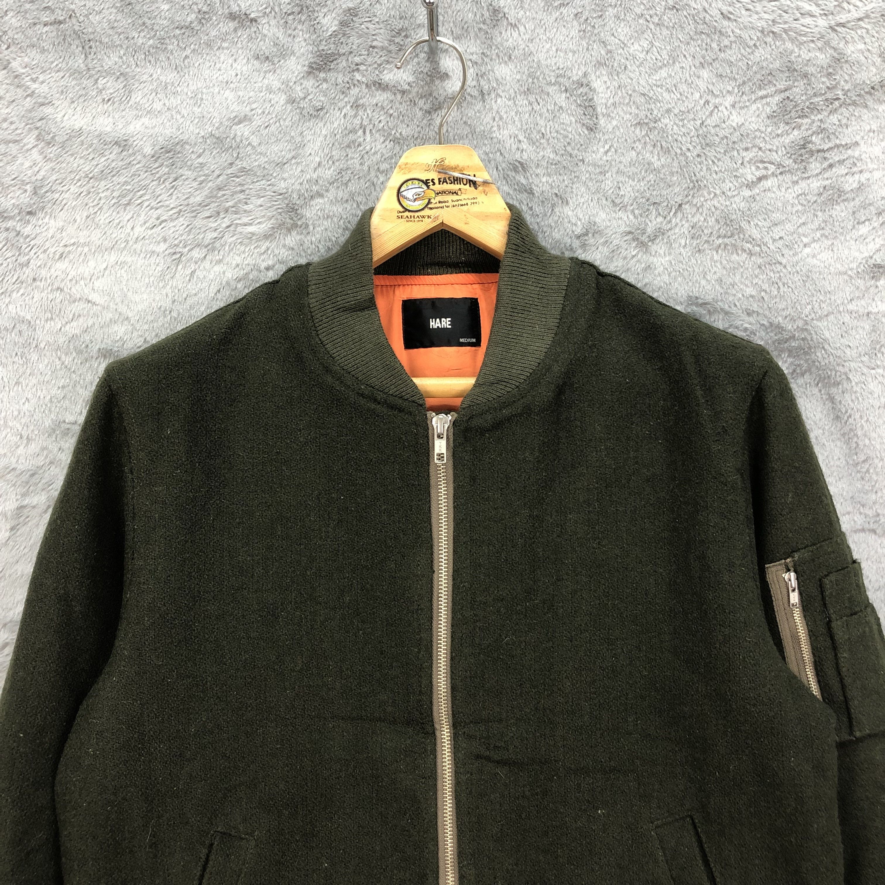 HARE HARE Olive Wool Bomber Jacket #4907-27 Size US M / EU 48-50 / 2 - 2 Thumbnail