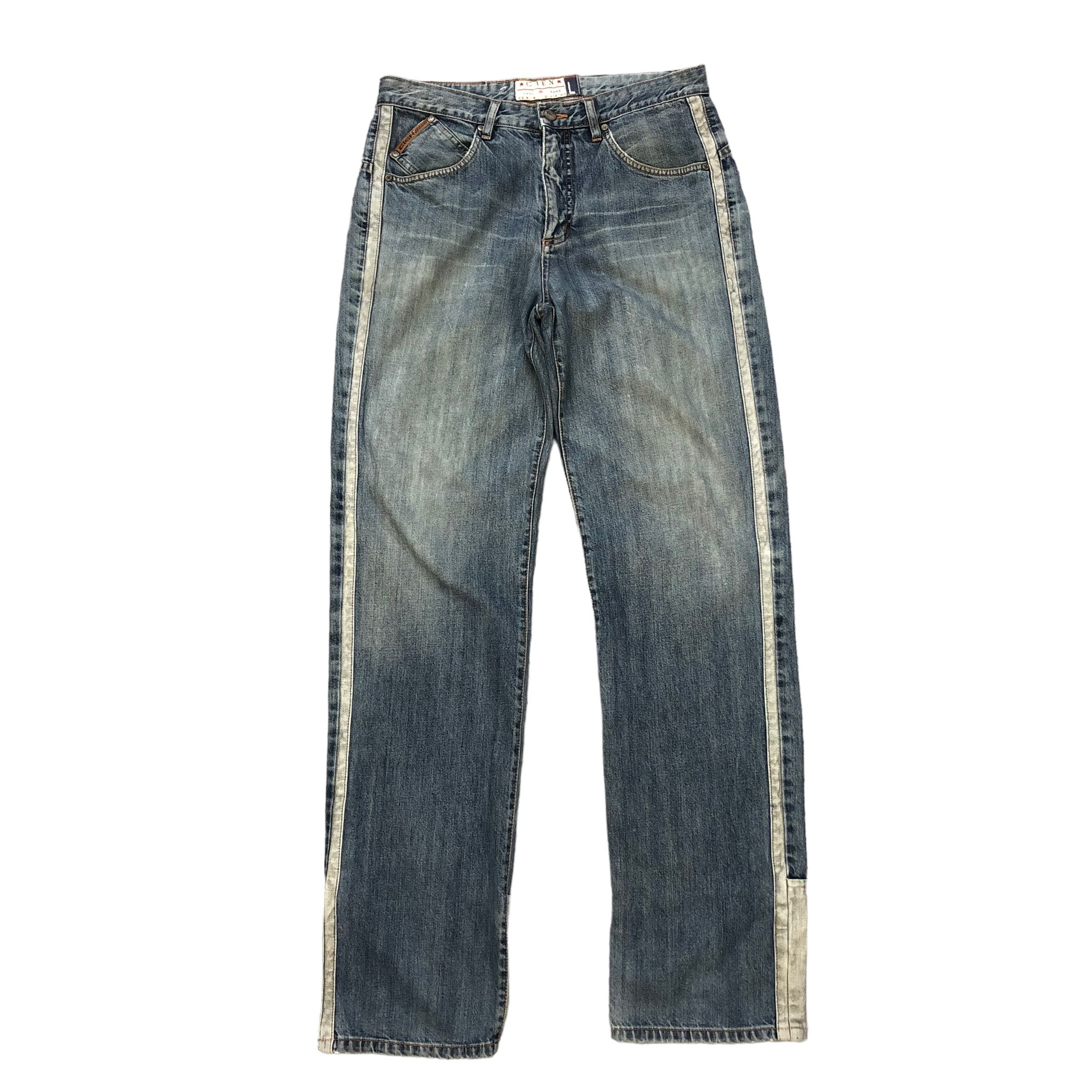 Japanese Brand C.IEN WHITE TAPE NICE DESIGN DENIM PANT #6129-220 Size US 31 - 1 Thumbnail