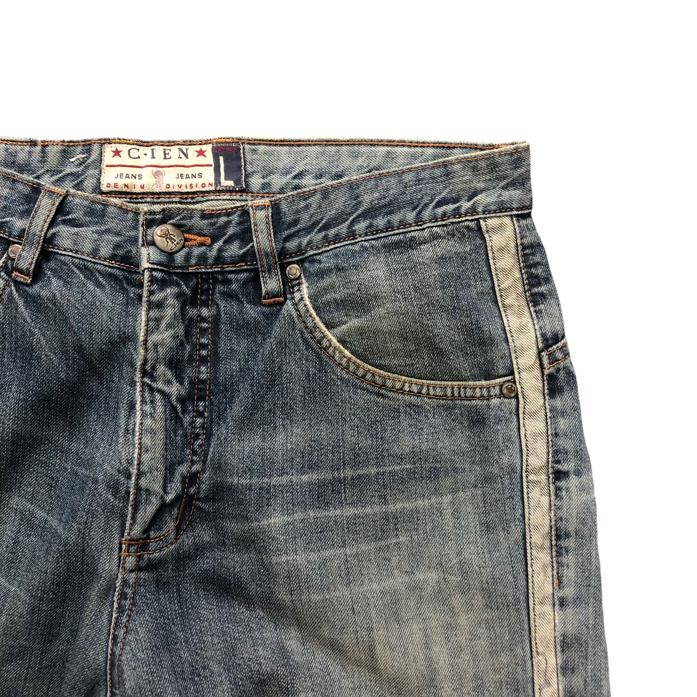 Japanese Brand C.IEN WHITE TAPE NICE DESIGN DENIM PANT #6129-220 Size US 31 - 5 Thumbnail