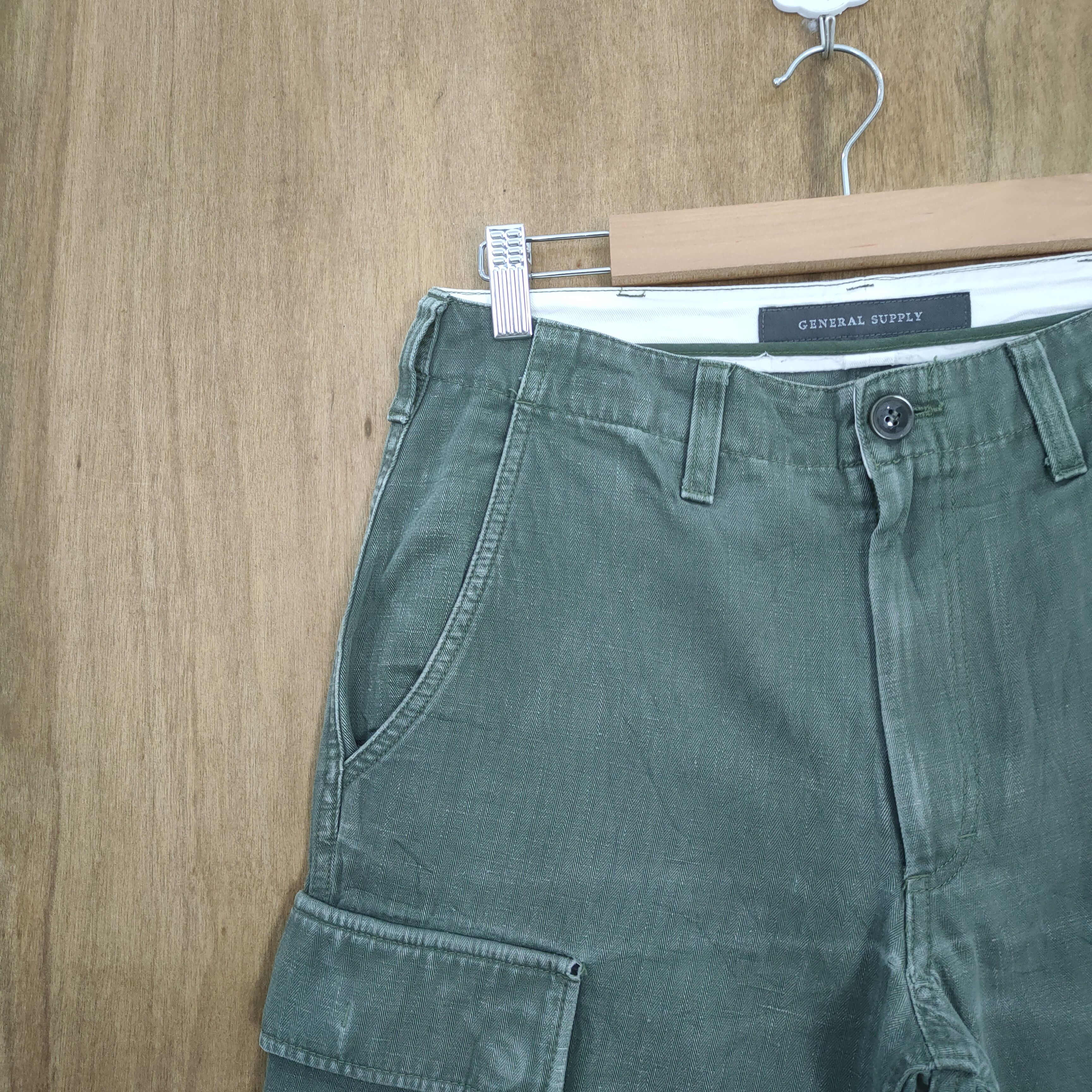 Japanese Brand G SUPPLY FADED GREEN CARGO PANTS Size US 30 / EU 46 - 4 Thumbnail