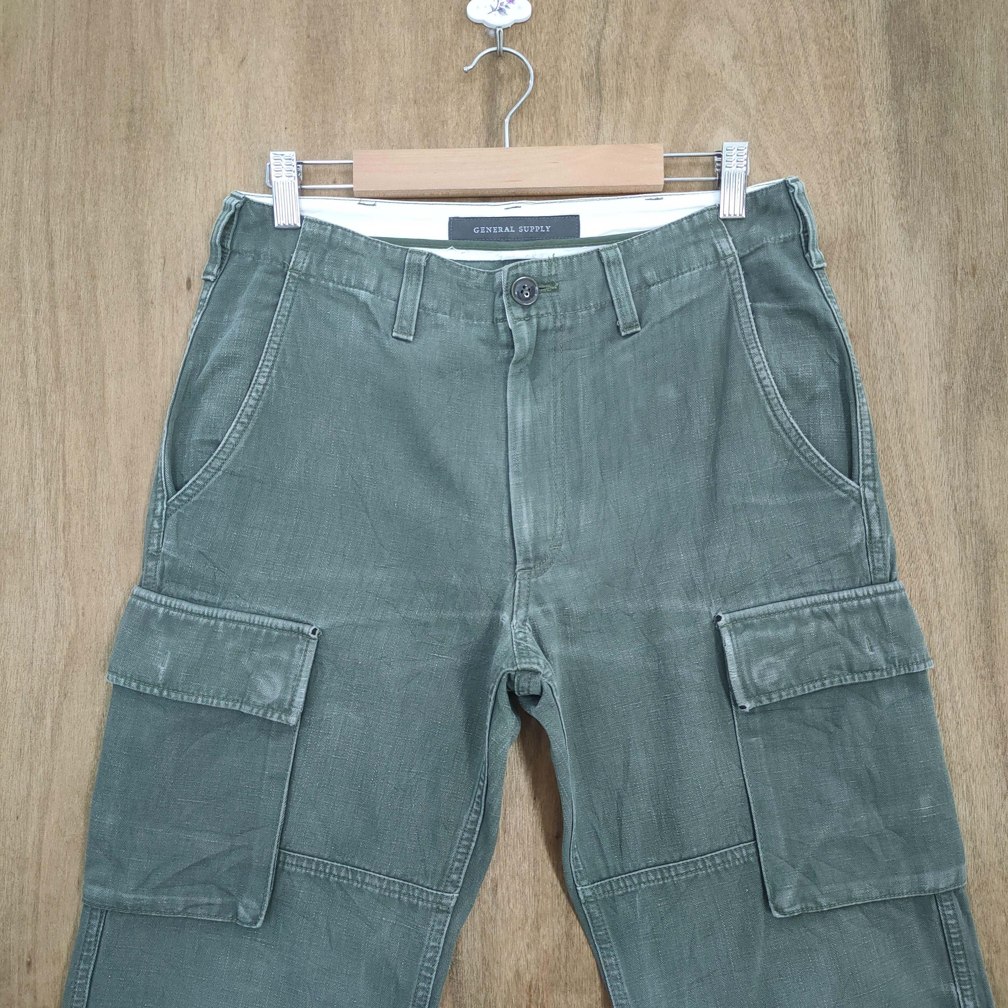 Japanese Brand G SUPPLY FADED GREEN CARGO PANTS Size US 30 / EU 46 - 2 Thumbnail