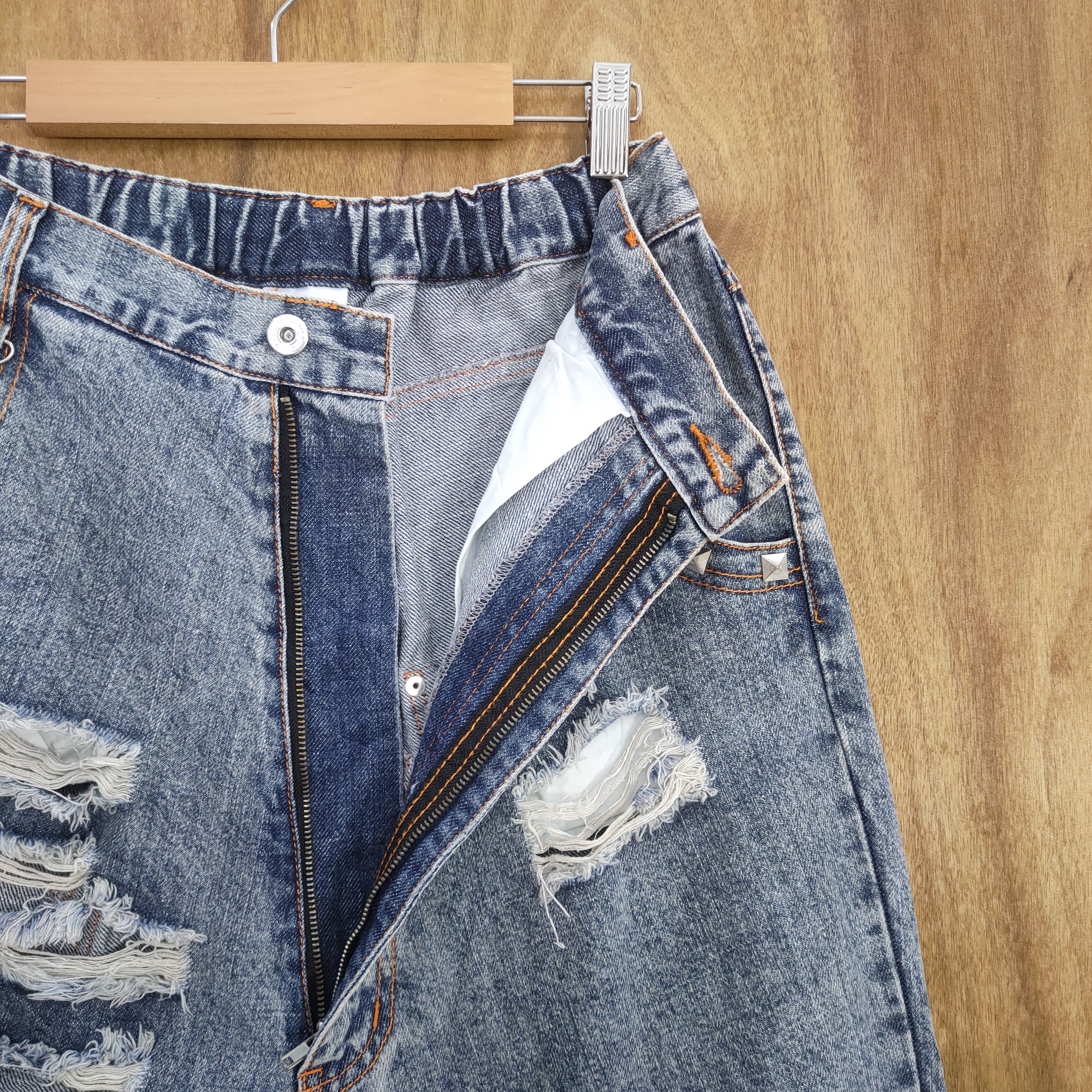 Jean LOVERS ROCK BONDAGE HIP HOP DISTRESSED JEANS Size US 30 / EU 46 - 14 Thumbnail