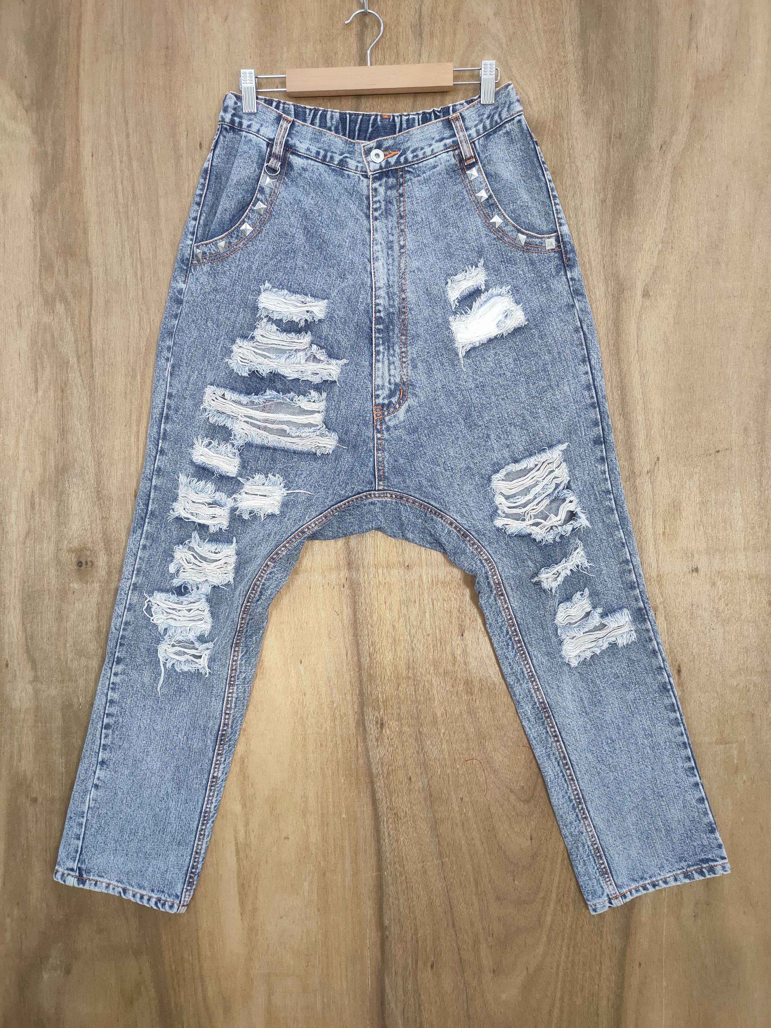 Jean LOVERS ROCK BONDAGE HIP HOP DISTRESSED JEANS Size US 30 / EU 46 - 15 Thumbnail