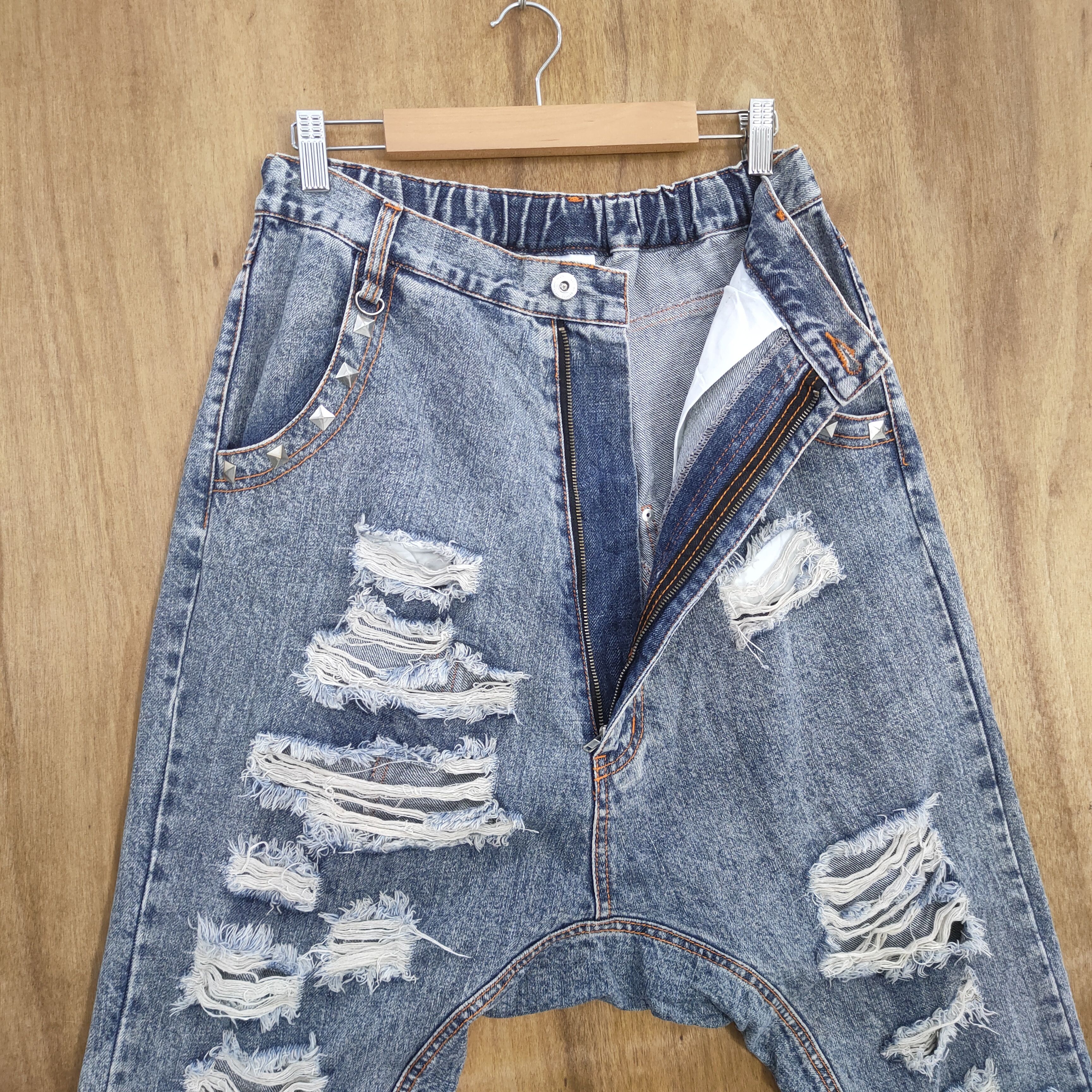 Jean LOVERS ROCK BONDAGE HIP HOP DISTRESSED JEANS Size US 30 / EU 46 - 16 Thumbnail