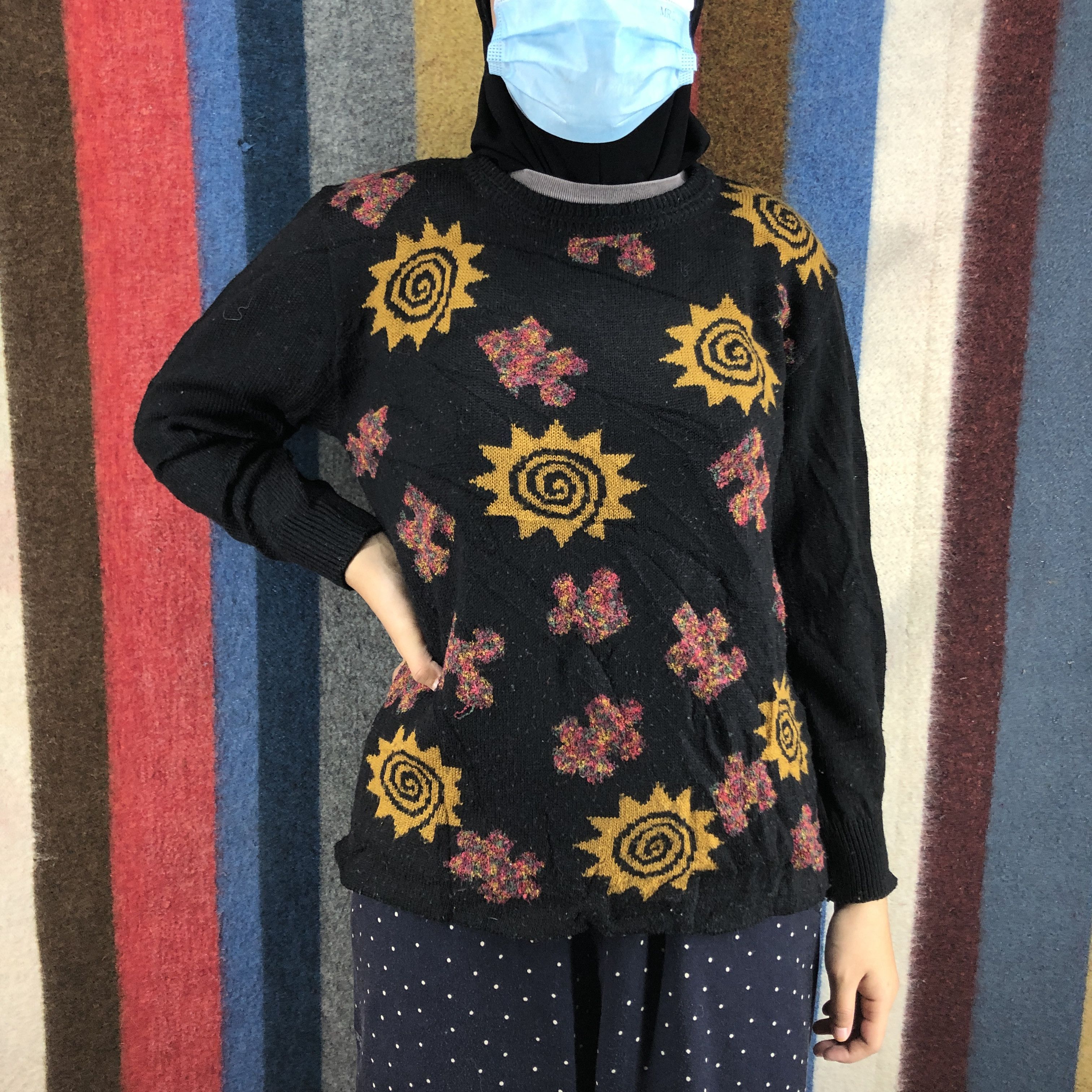 Japanese Brand PALLS PYRA by NACKS Women Knitwear Sunflower Print #0462/S Size S / US 4 / IT 40 - 2 Thumbnail