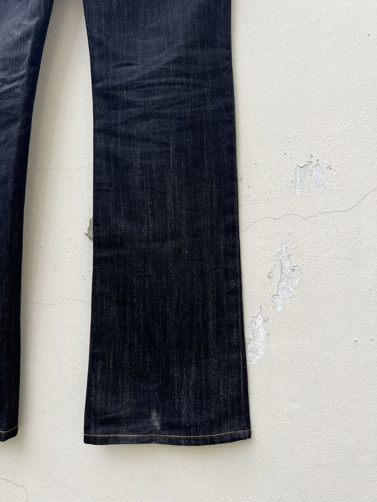 Roen Roen Japan Rips Shining Denim Cross Bones Skull Flare Jeans Size US 31 - 20 Thumbnail