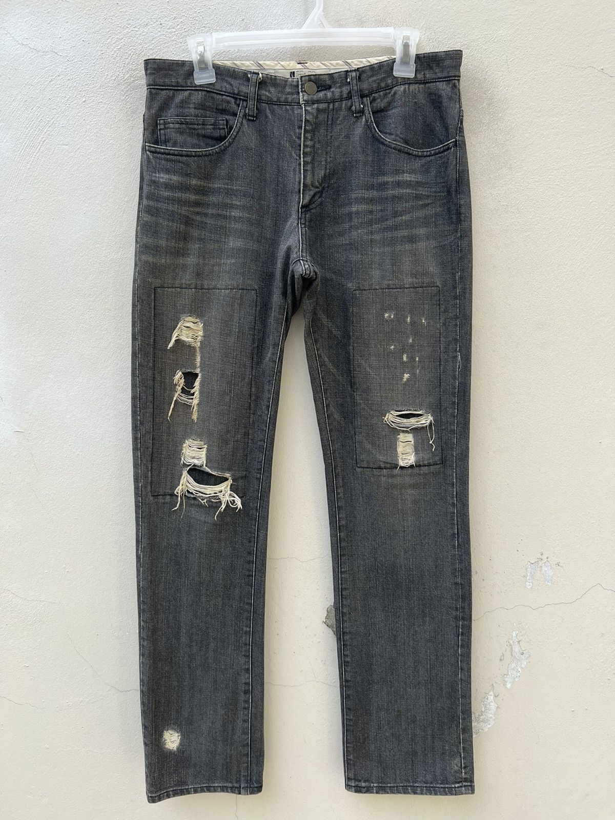 Vintage Vintage NOUNO Japan Ripped Distressed Fade Black Denim Jeans Size US 30 / EU 46 - 6 Thumbnail