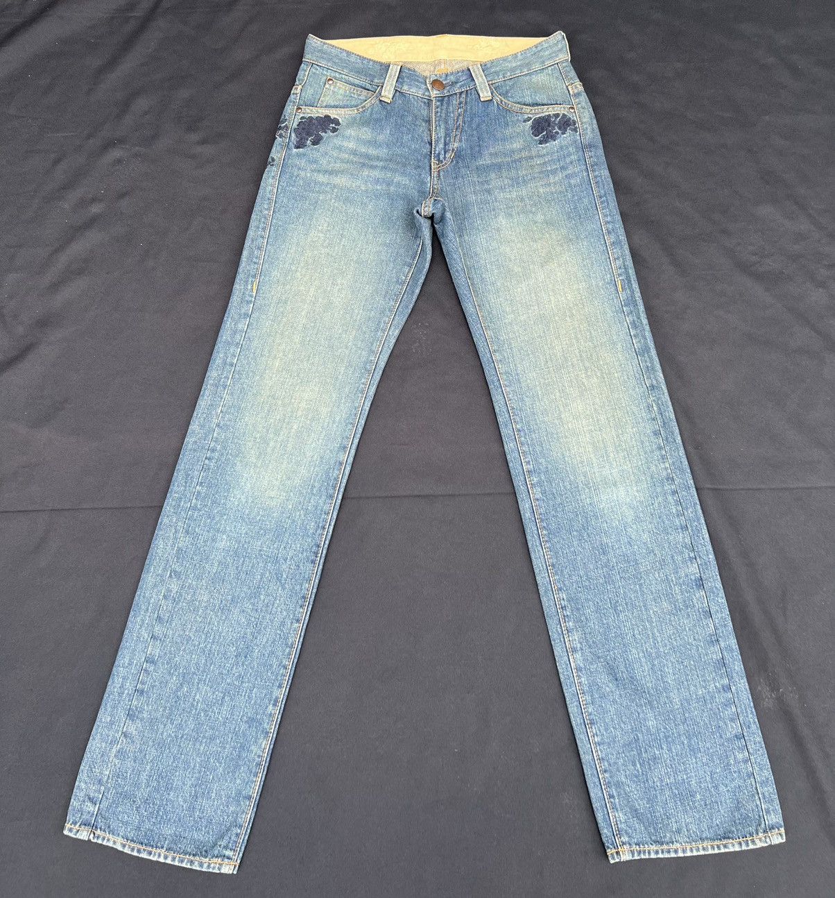 SUPER HAKKA JAPAN Embroidery Black Flowers Denim Jeans