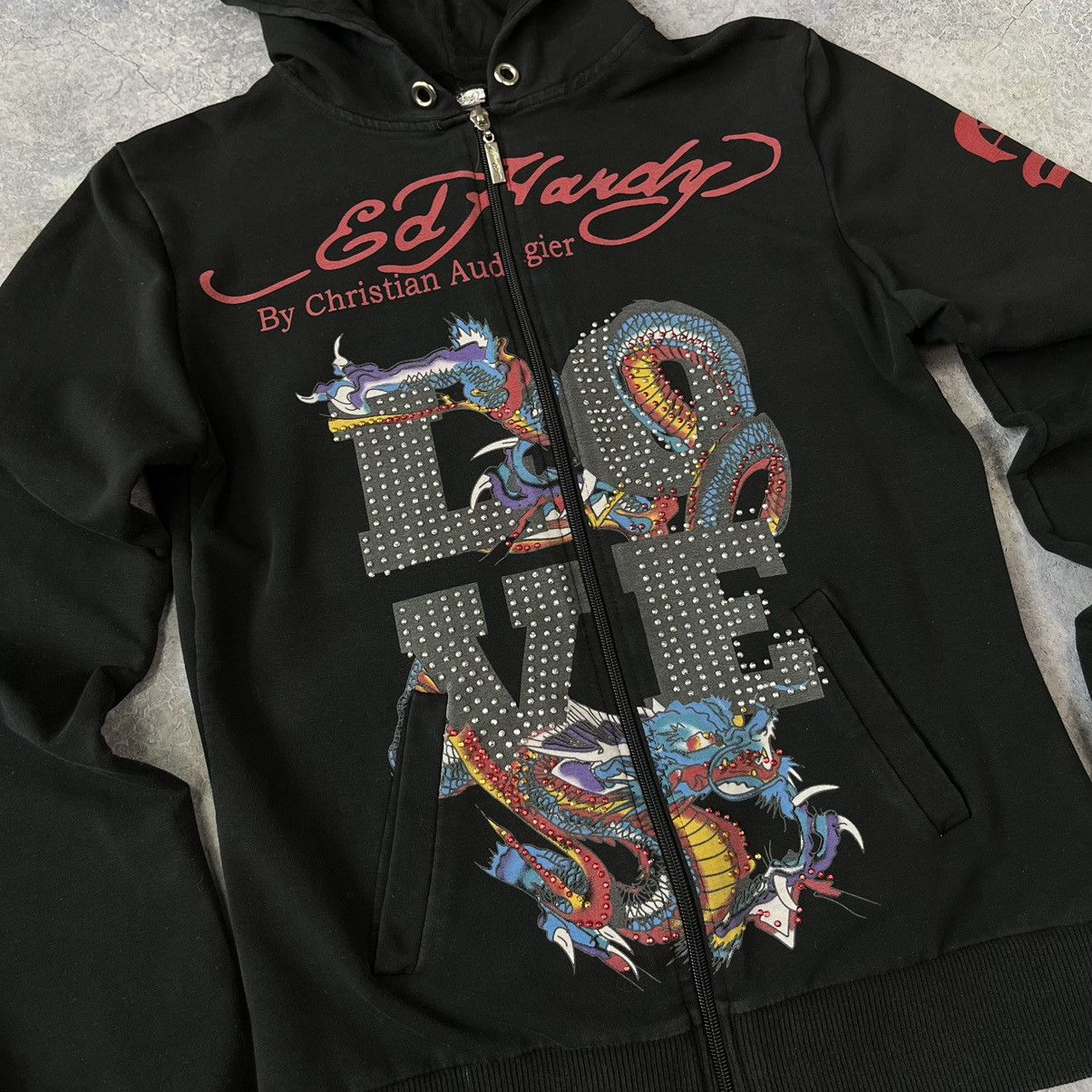 Christian Audigier × Ed Hardy VINTAGE Y2K ED HARDY BY CHRISTIAN AUDIGIER LOVE ZIP HOODIE Size S / US 4 / IT 40 - 3 Thumbnail