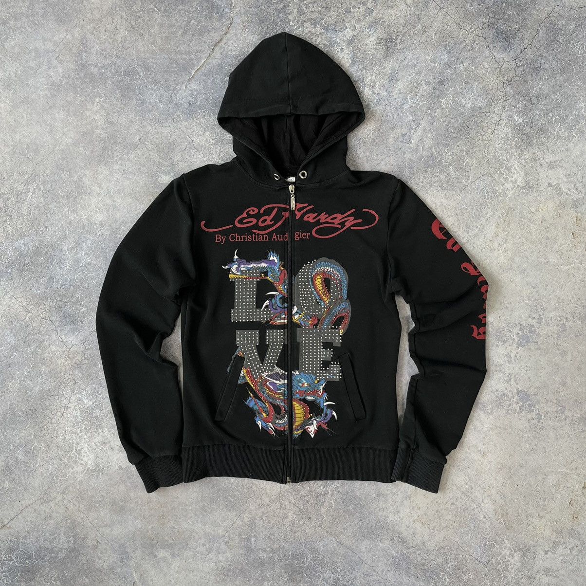 Christian Audigier × Ed Hardy VINTAGE Y2K ED HARDY BY CHRISTIAN AUDIGIER LOVE ZIP HOODIE Size S / US 4 / IT 40 - 2 Thumbnail