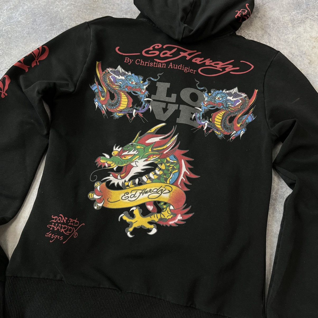 Christian Audigier × Ed Hardy VINTAGE Y2K ED HARDY BY CHRISTIAN AUDIGIER LOVE ZIP HOODIE Size S / US 4 / IT 40 - 8 Thumbnail