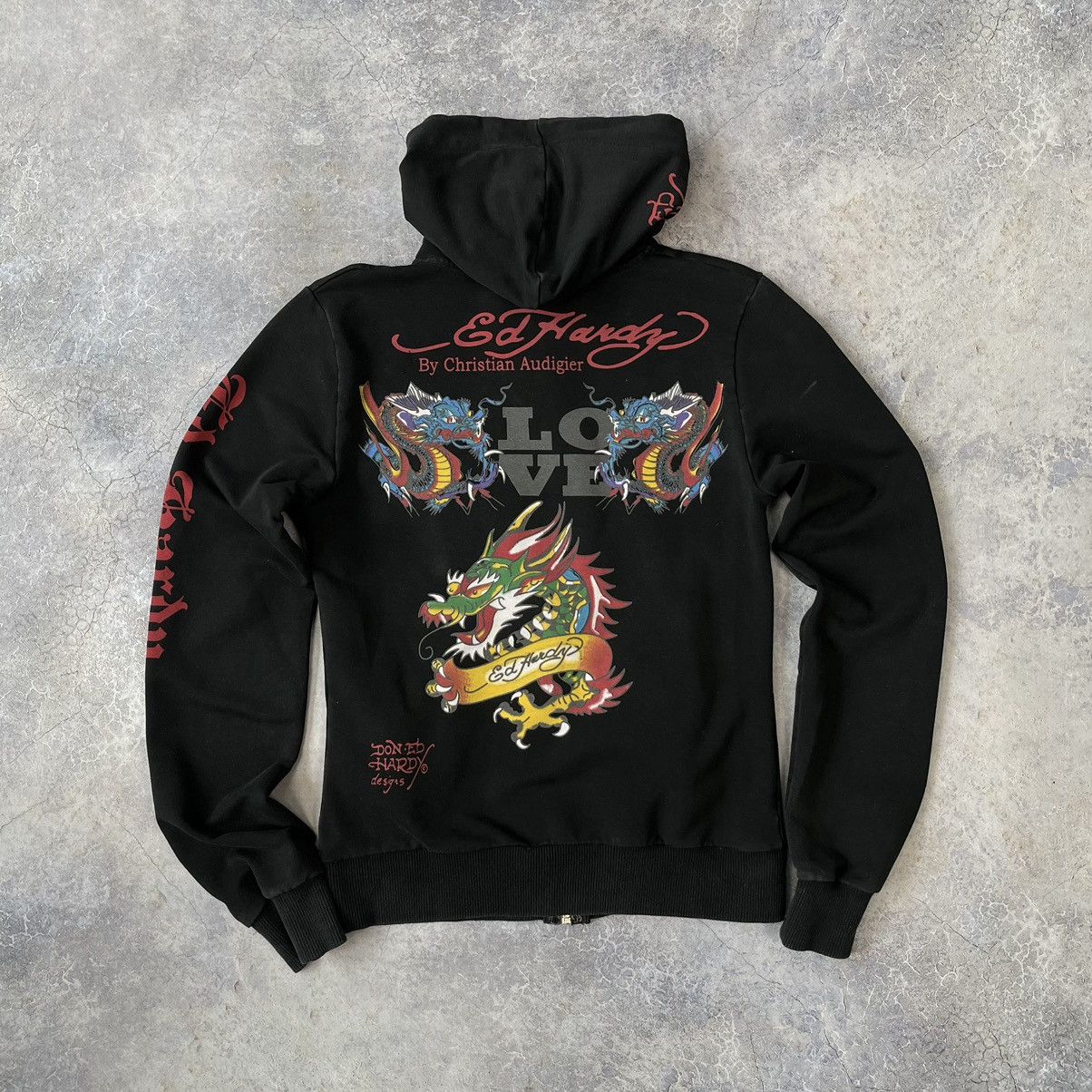 Christian Audigier × Ed Hardy VINTAGE Y2K ED HARDY BY CHRISTIAN AUDIGIER LOVE ZIP HOODIE Size S / US 4 / IT 40 - 1 Thumbnail