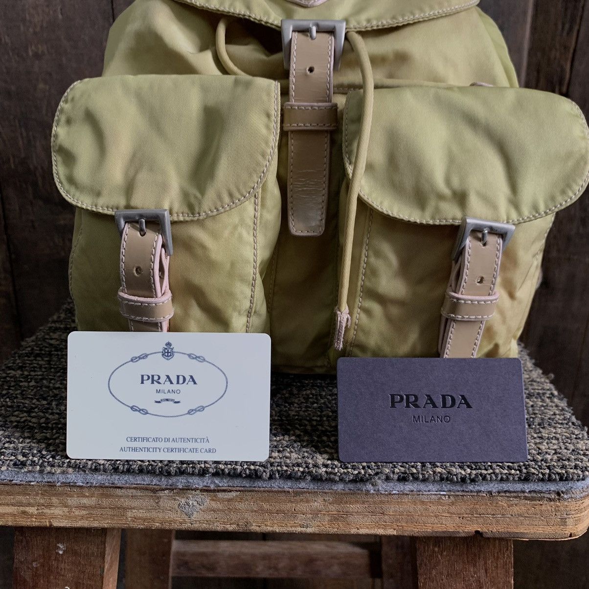 Prada × Vintage Vintage Prada Camel Small Backpack With Authentic Card Size ONE SIZE - 7 Thumbnail
