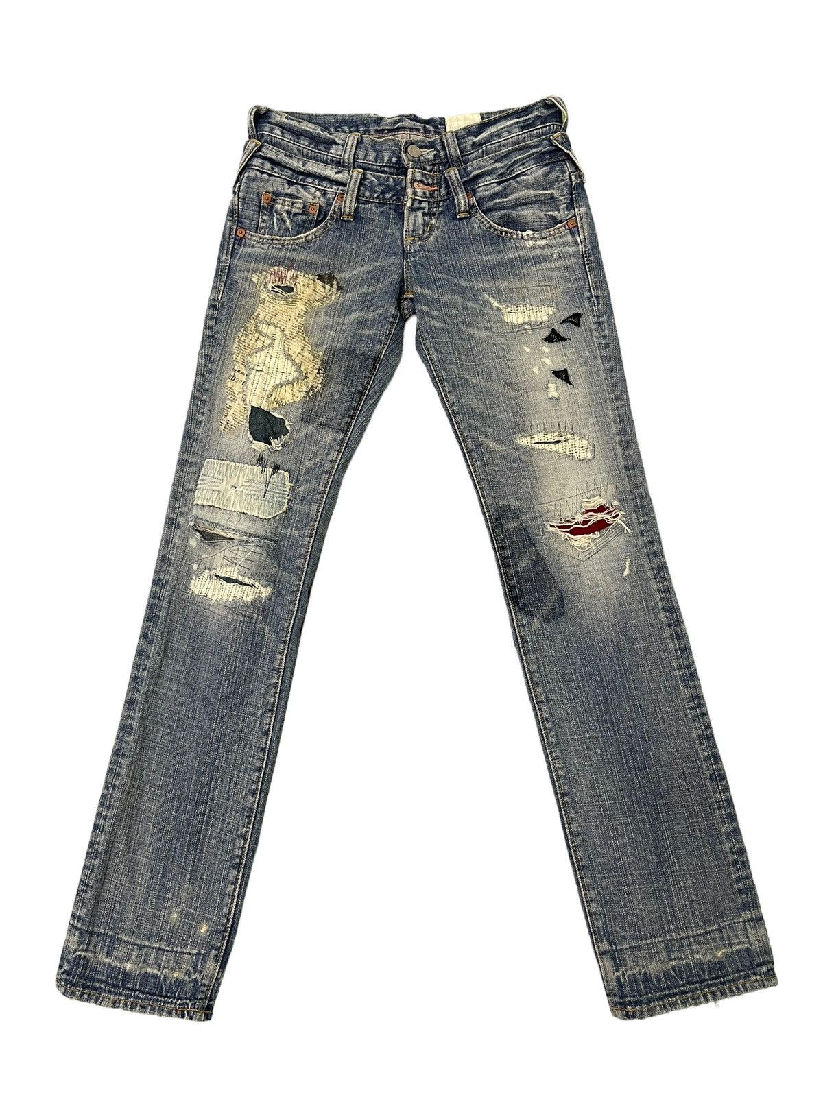 image of Hype Double Waist Skinny Jeans Antgauge Patchwork Low Rise 54 in Blue, Men's (Size 28)