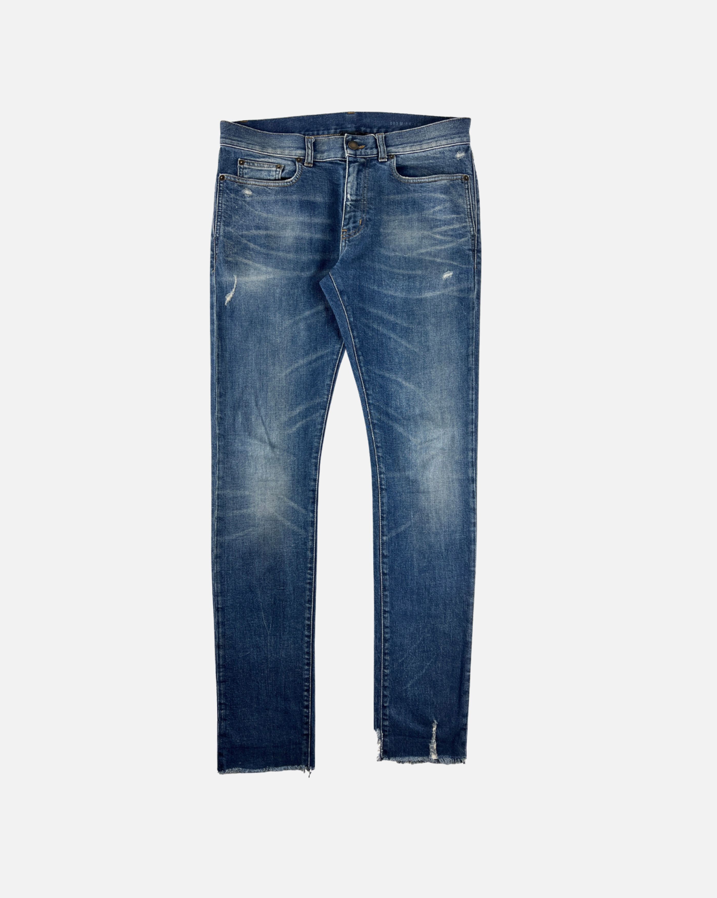 Saint Laurent Paris Saint Laurent SS20 D03 Blue Frayed Hem Jeans Size US 31 - 1 Thumbnail