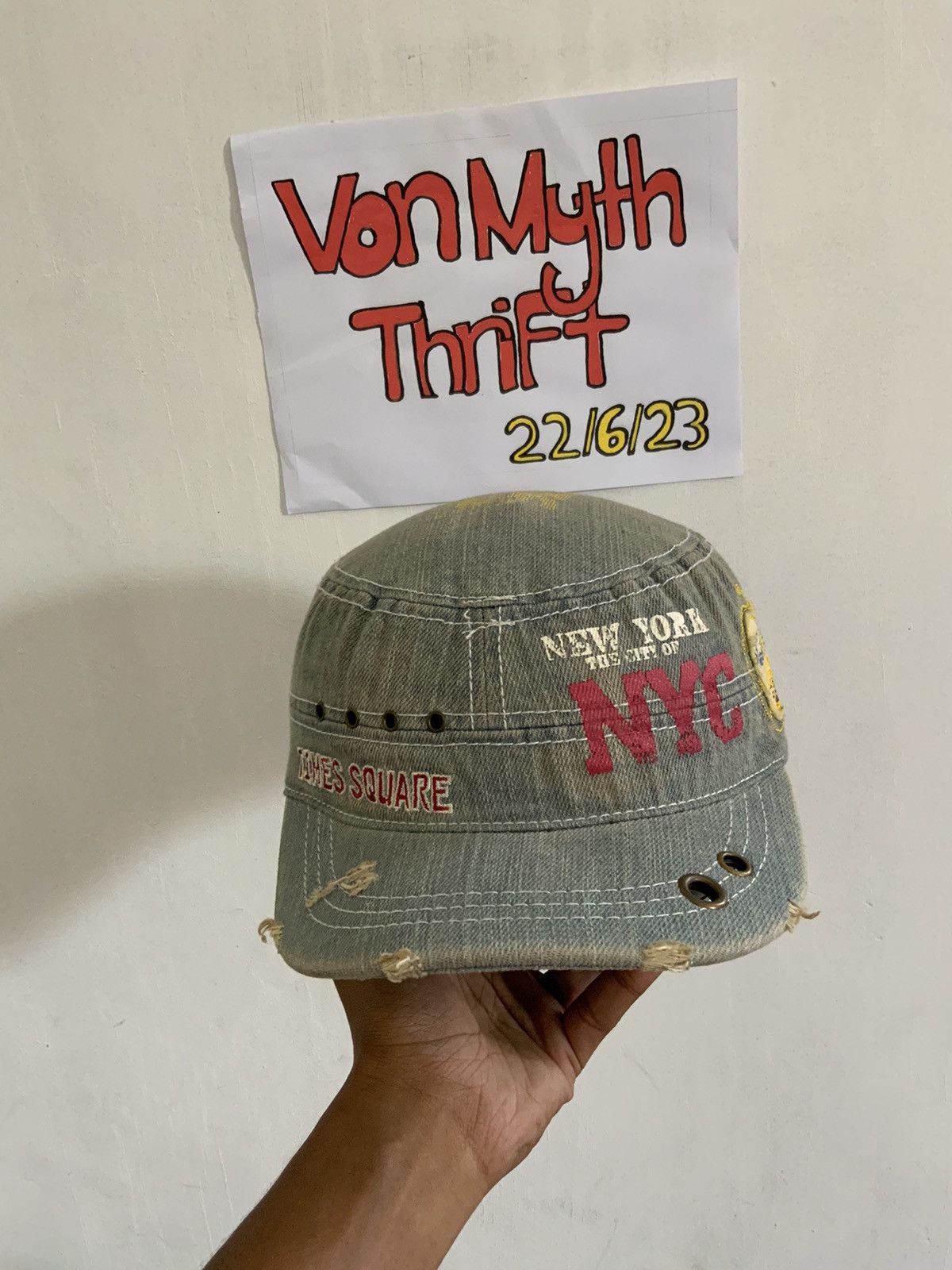 If Six Was Nine New York Time Square Distressed Hat Size ONE SIZE - 5 Thumbnail