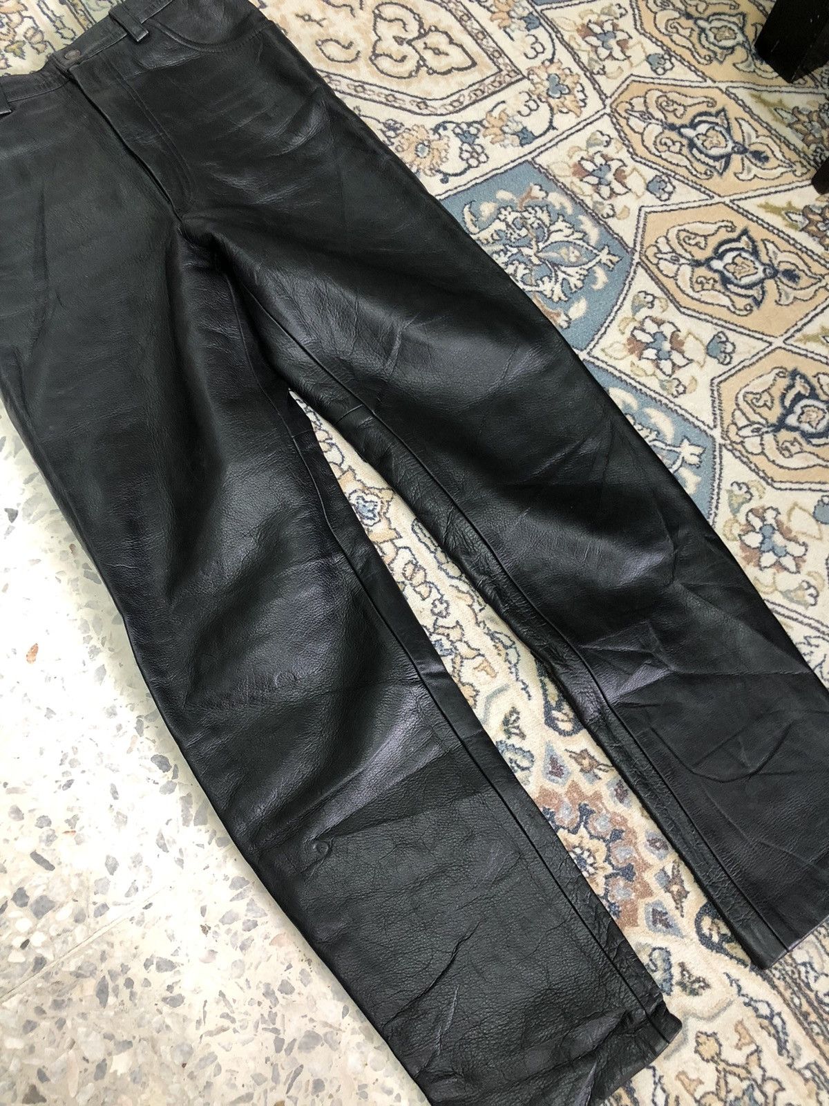 Leather Vintage Unbrands Bondage Style Straight Cut Leather Pants Size 26" / US 2 / IT 38 - 4 Thumbnail