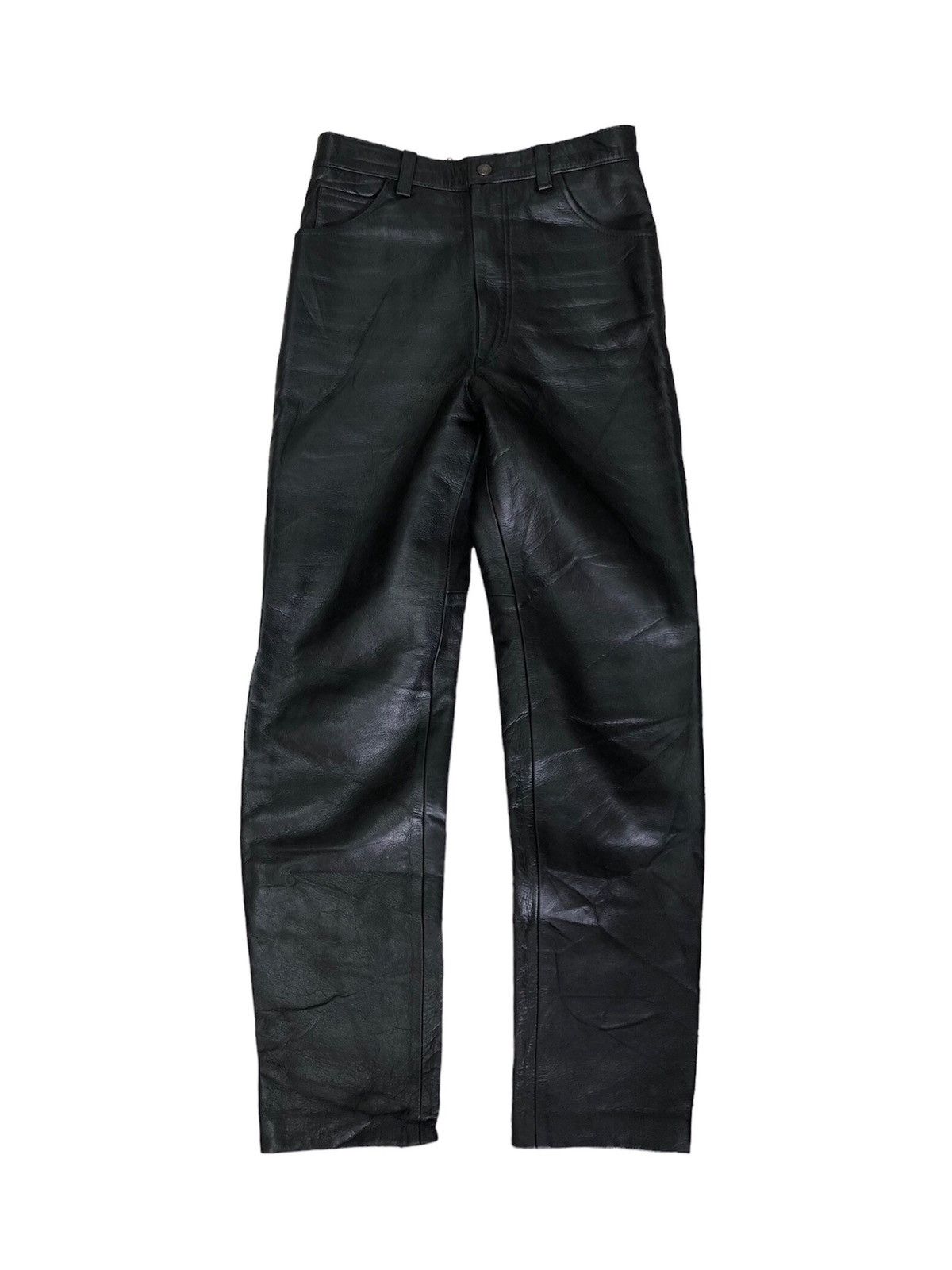 Leather Vintage Unbrands Bondage Style Straight Cut Leather Pants Size 26" / US 2 / IT 38 - 3 Thumbnail