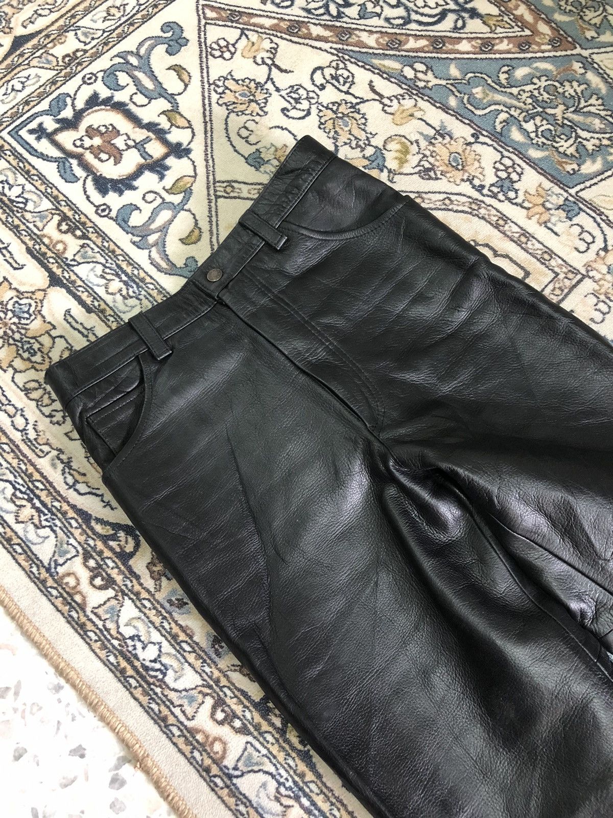 Leather Vintage Unbrands Bondage Style Straight Cut Leather Pants Size 26" / US 2 / IT 38 - 7 Thumbnail