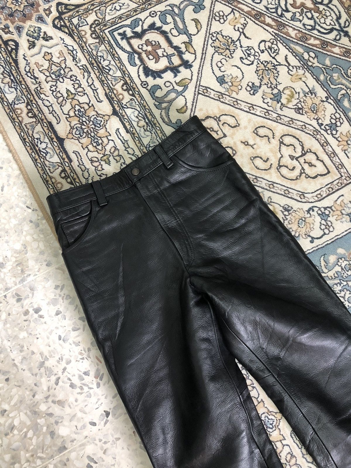 Leather Vintage Unbrands Bondage Style Straight Cut Leather Pants Size 26" / US 2 / IT 38 - 1 Thumbnail