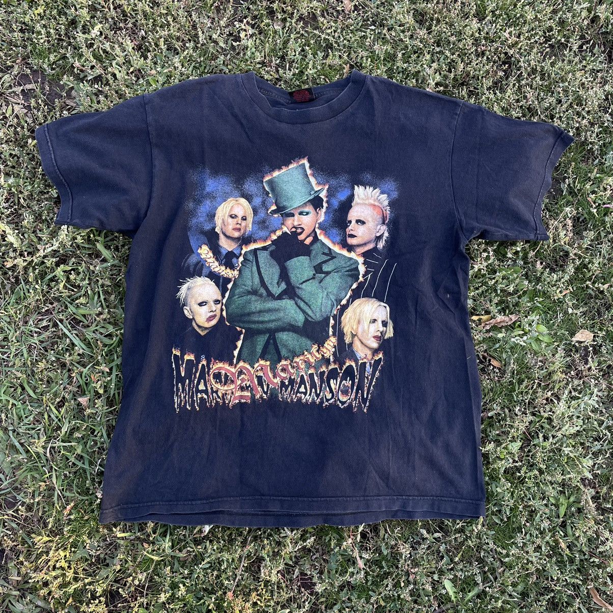 Vintage Vintage 90s Marilyn Manson Graphic Tee Faded Black Grunge L Size US L / EU 52-54 / 3 - 1 Thumbnail