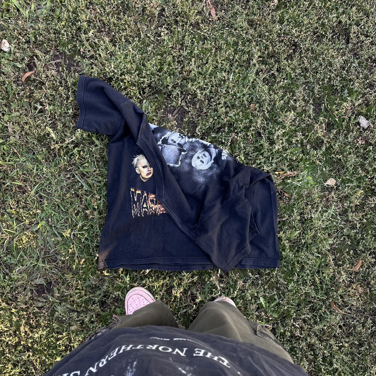 Vintage Vintage 90s Marilyn Manson Graphic Tee Faded Black Grunge L Size US L / EU 52-54 / 3 - 5 Thumbnail