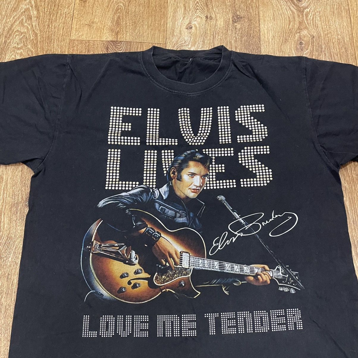 Vintage Vintage 90s Elvis Presley Graphic Band Tee Faded Black XL Size US XL / EU 56 / 4 - 5 Thumbnail