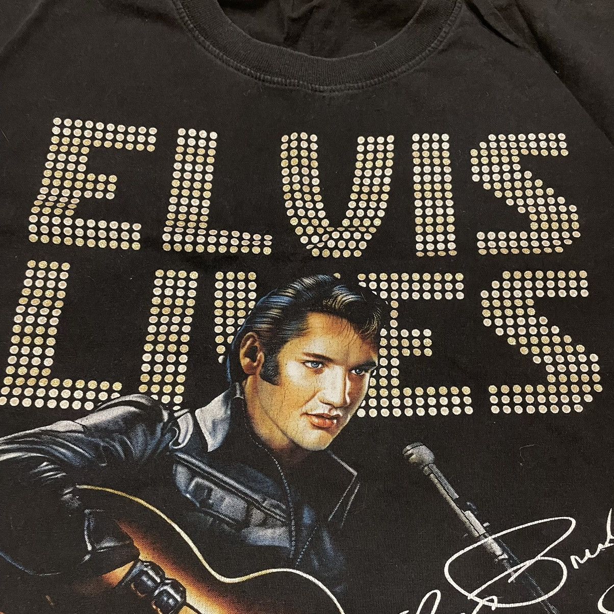 Vintage Vintage 90s Elvis Presley Graphic Band Tee Faded Black XL Size US XL / EU 56 / 4 - 7 Thumbnail