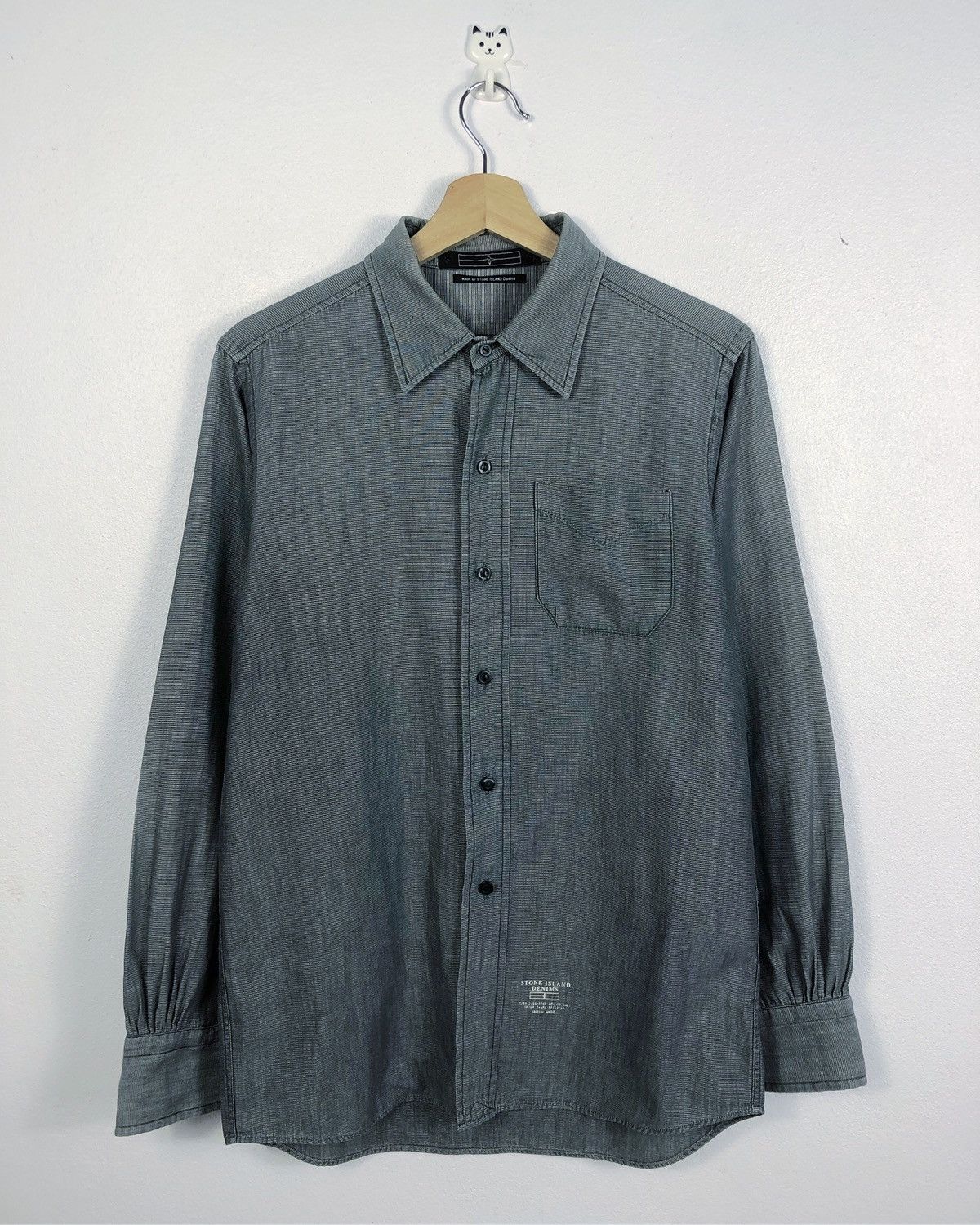 image of Stone Island Denims Button Ups Shirt in Grey, Men's (Size Small)