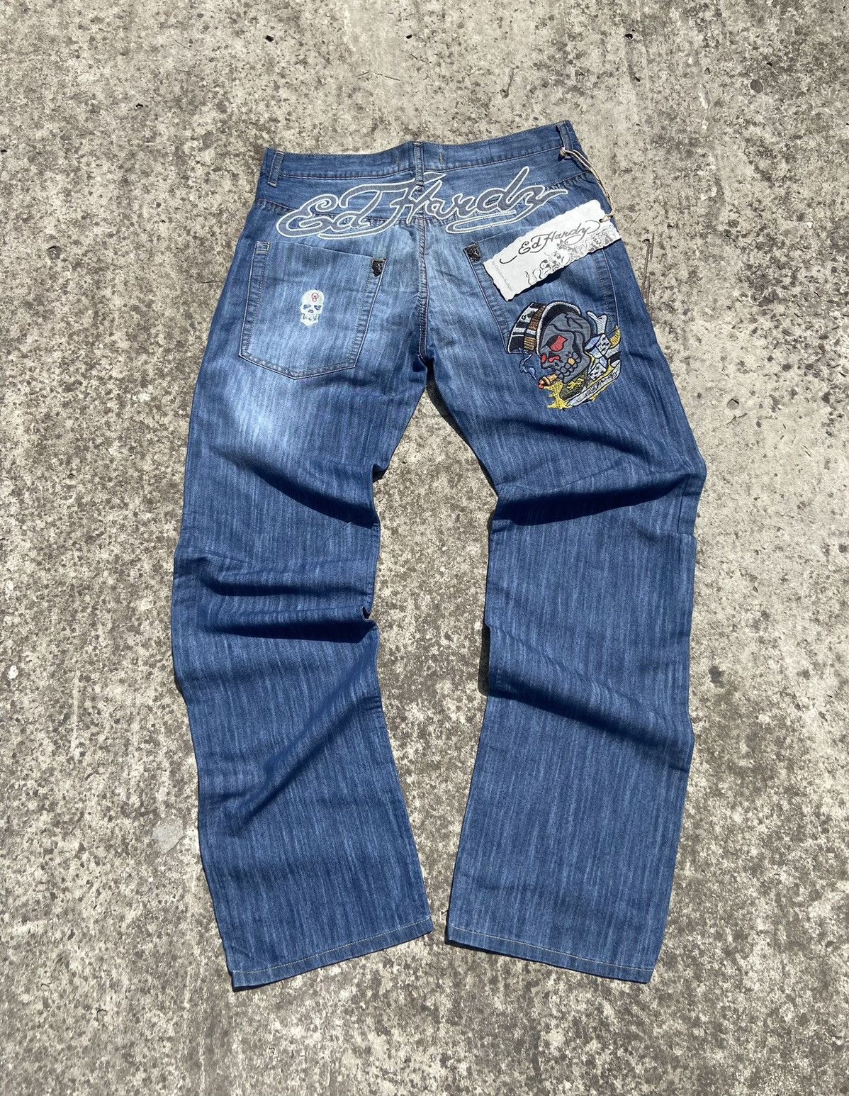 Y2K Ed hardy jeans logo avant garden very rare baggy style L