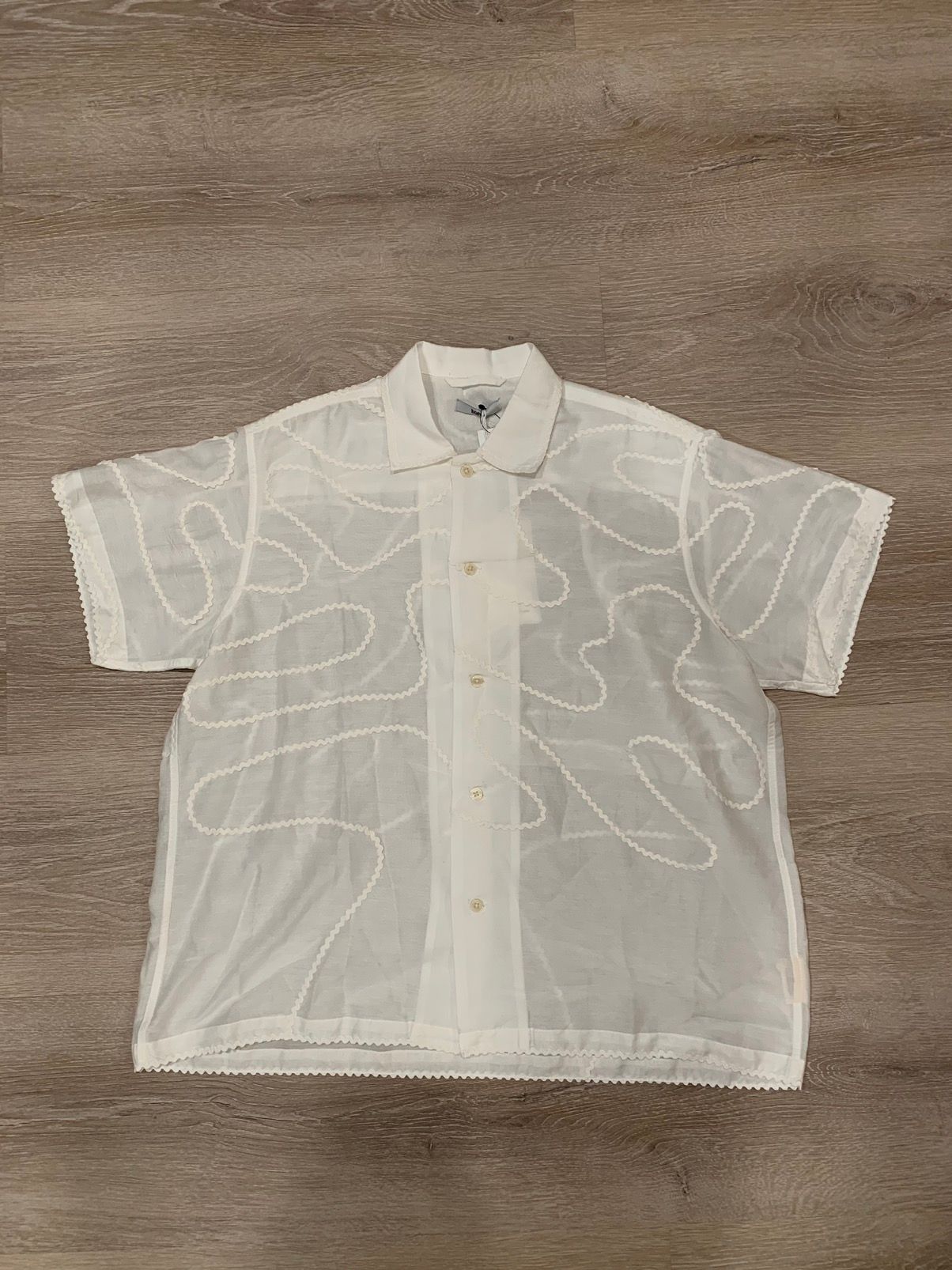 Pre-owned Bode Sheer Rick Rack Short Sleeve Shirt E.a.b.a In White