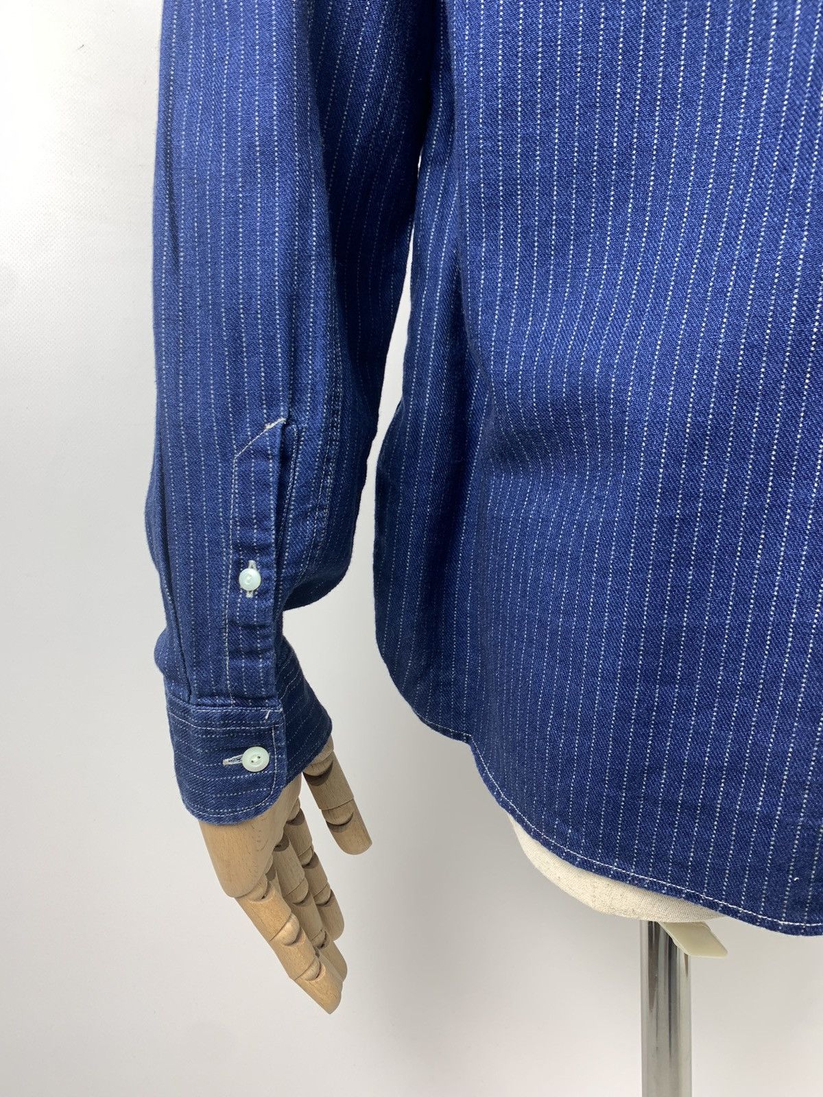 RRL Ralph Lauren RRL Double Rl striped workwear indigo denim Western shirt Size US S / EU 44-46 / 1 - 8 Thumbnail