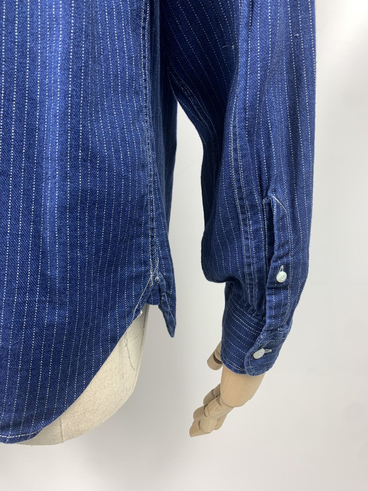 RRL Ralph Lauren RRL Double Rl striped workwear indigo denim Western shirt Size US S / EU 44-46 / 1 - 7 Thumbnail