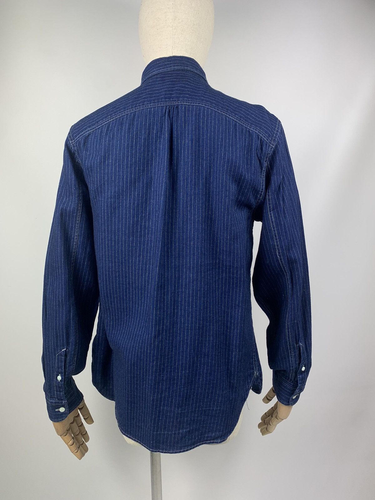 RRL Ralph Lauren RRL Double Rl striped workwear indigo denim Western shirt Size US S / EU 44-46 / 1 - 6 Thumbnail