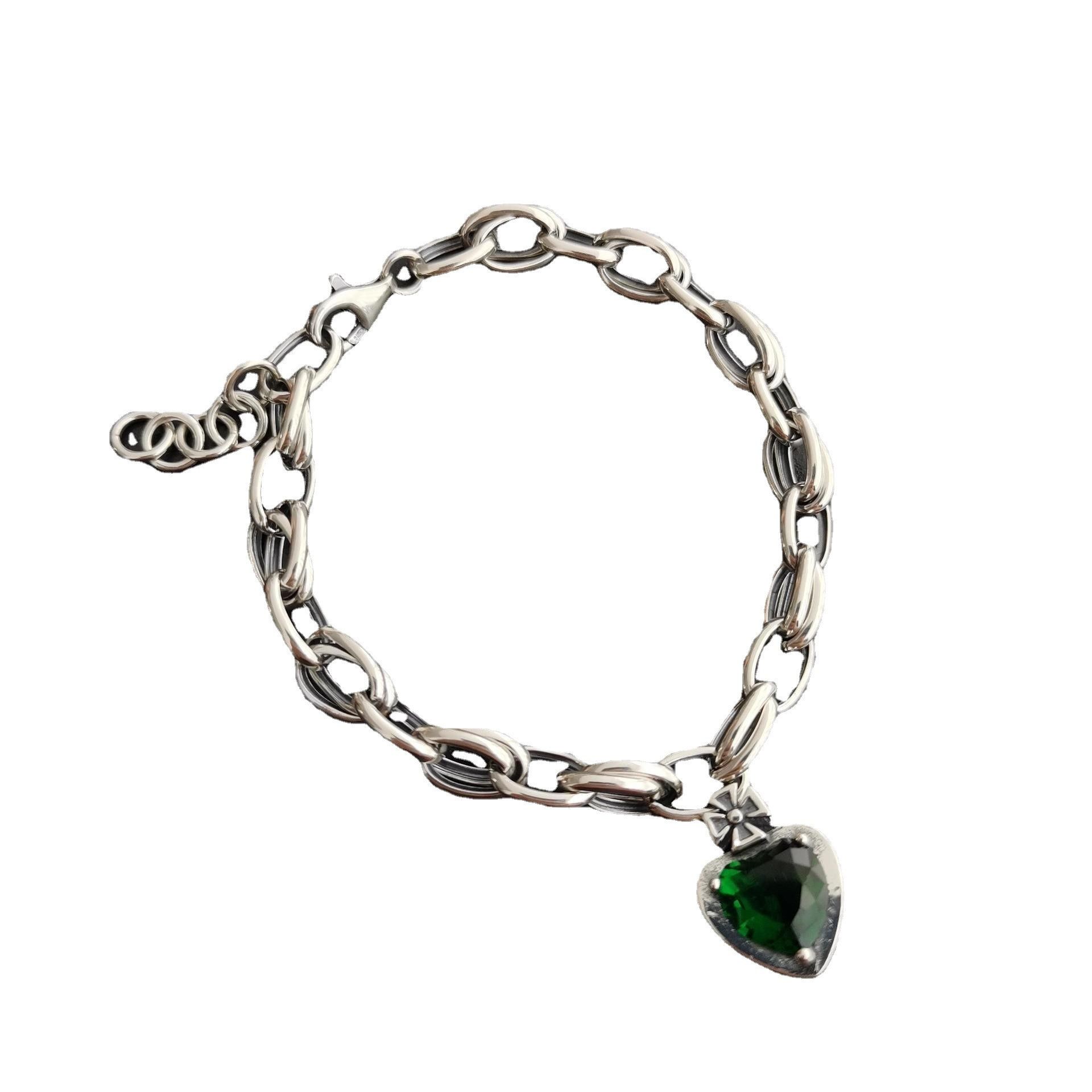 Jewelry Romantic Love Heart Natural Green Crystal Bracelet Size ONE SIZE - 3 Thumbnail
