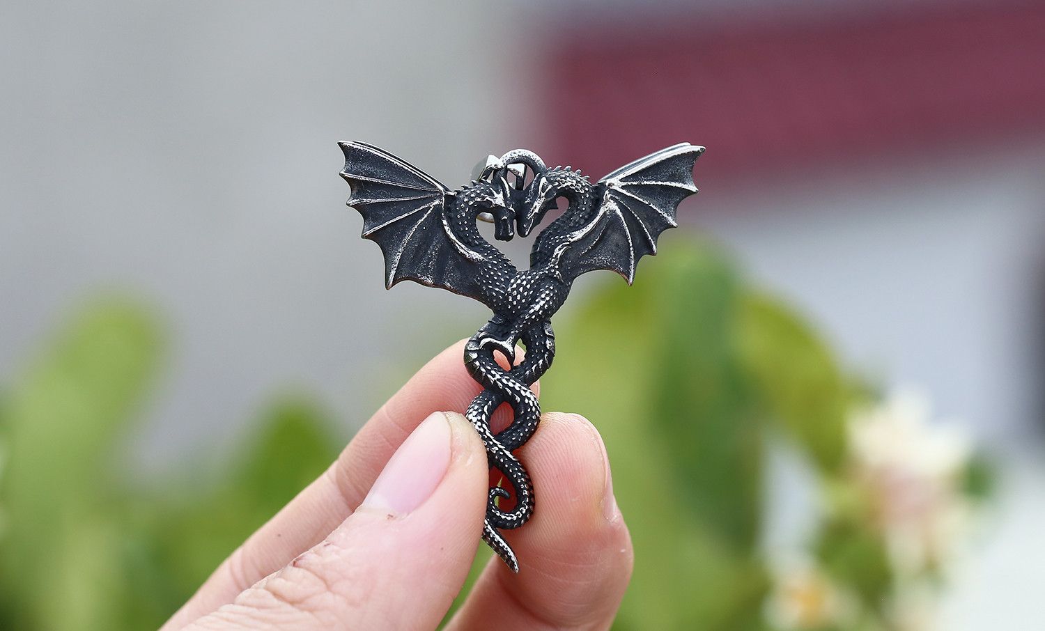 Jewelry Double Dragon Pendant Necklace Size ONE SIZE - 2 Thumbnail