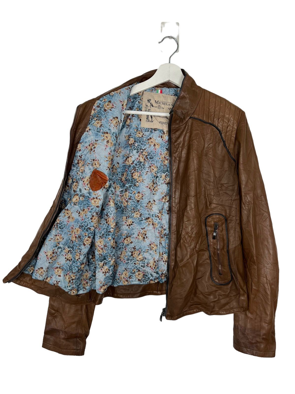 Designer 💥 MICHEL ANGELO FLORENTINE LEATHER JACKET MADE IN ITALY Size US L / EU 52-54 / 3 - 5 Thumbnail