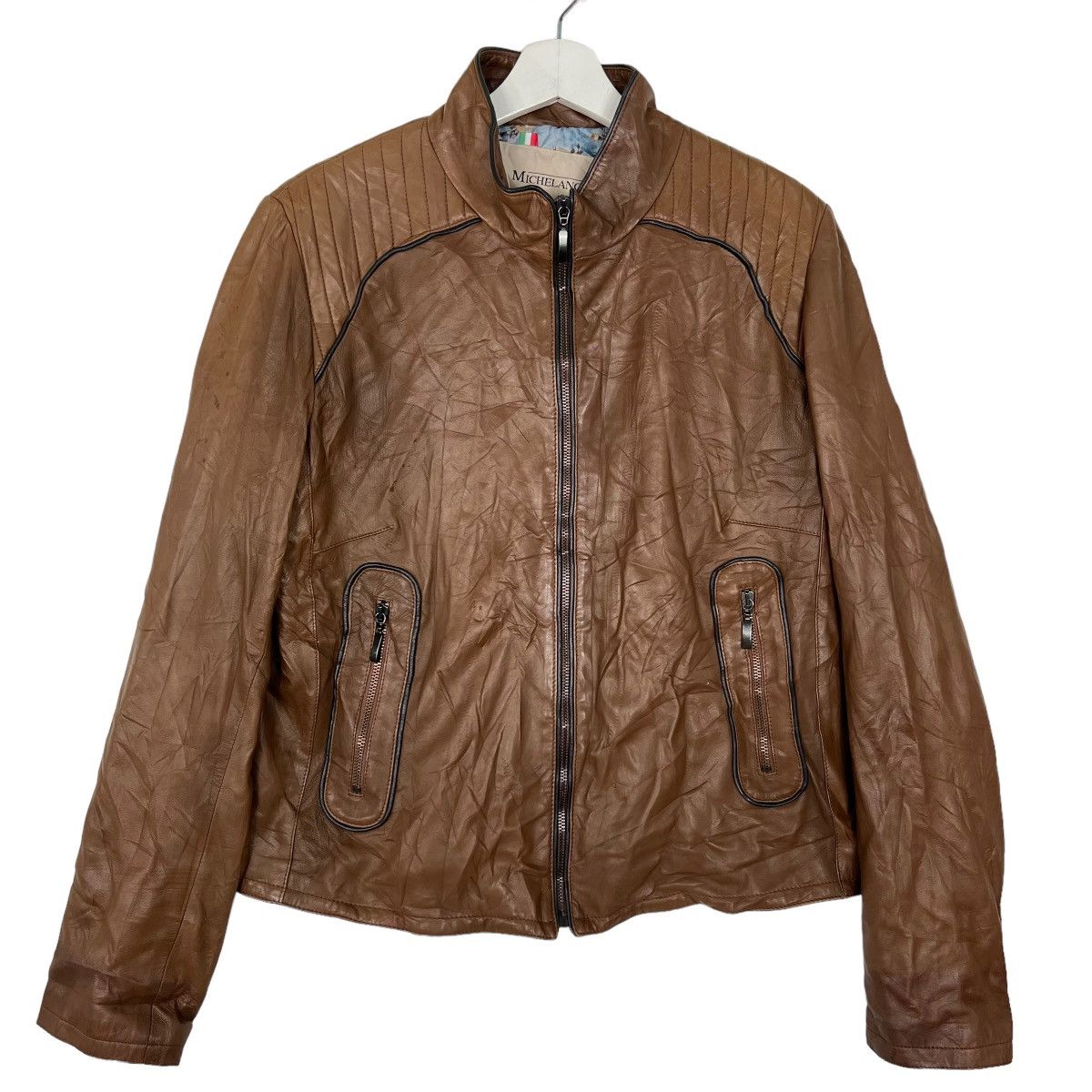 Designer 💥 MICHEL ANGELO FLORENTINE LEATHER JACKET MADE IN ITALY Size US L / EU 52-54 / 3 - 1 Thumbnail