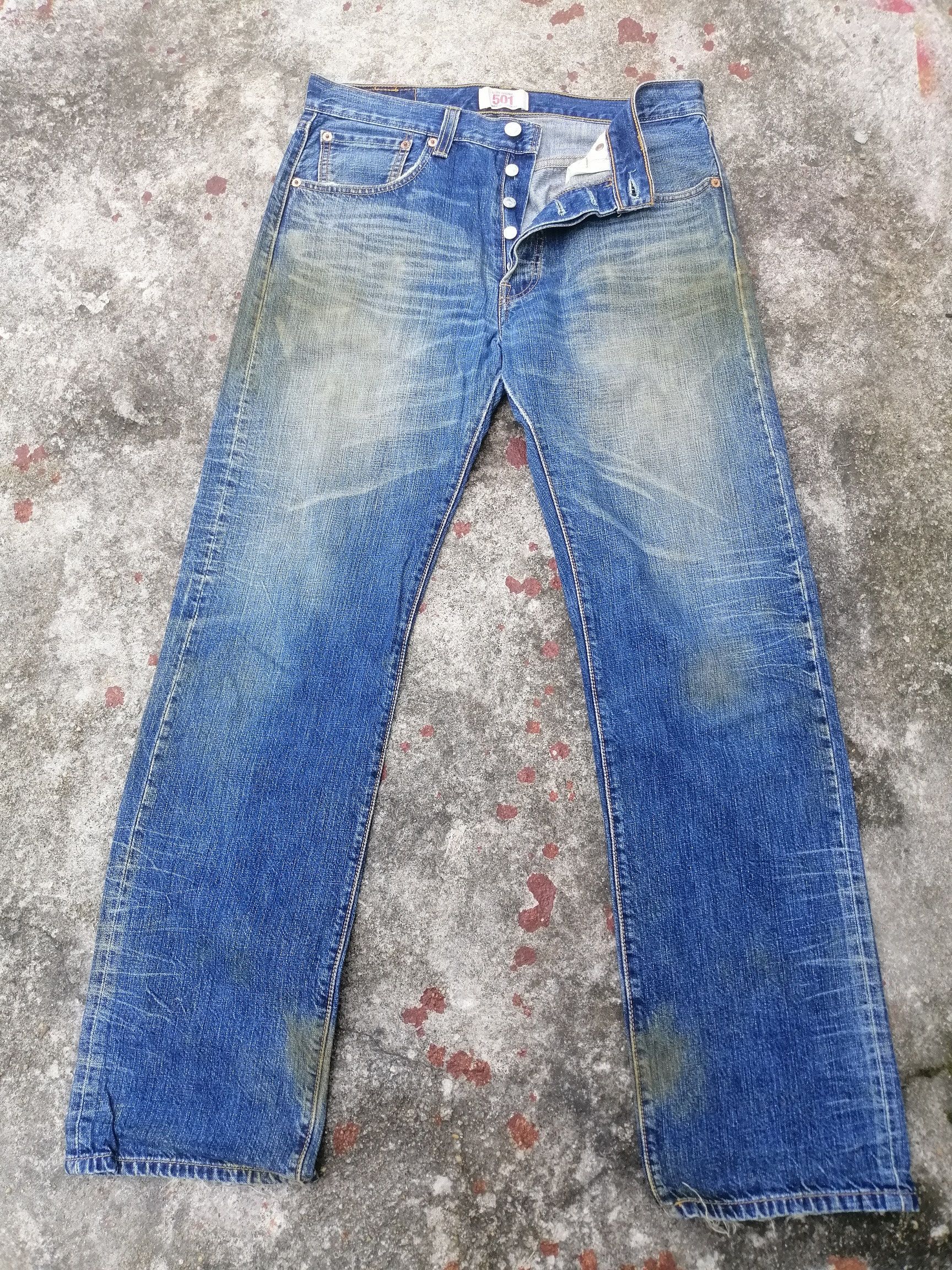 image of Levis x Levis Vintage Clothing Vintage Levi's 501 Dirty Rusty Light Blue Wash Jeans in Blue Denim (