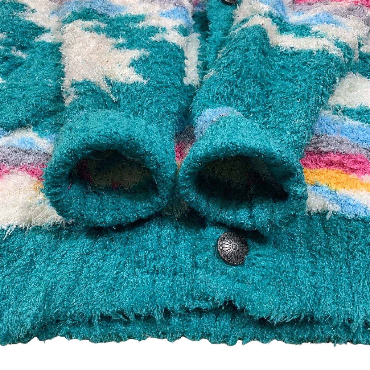 Native × Vintage Aztec Navajo Native Fullprint Design Fleece Cardigan Sweater Size M / US 6-8 / IT 42-44 - 9 Thumbnail