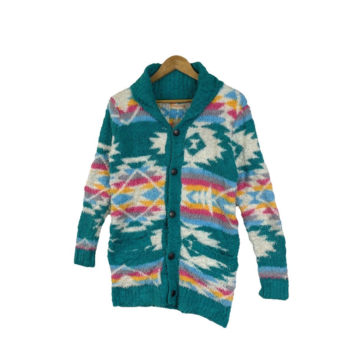 Native × Vintage Aztec Navajo Native Fullprint Design Fleece Cardigan Sweater Size M / US 6-8 / IT 42-44 - 4 Thumbnail