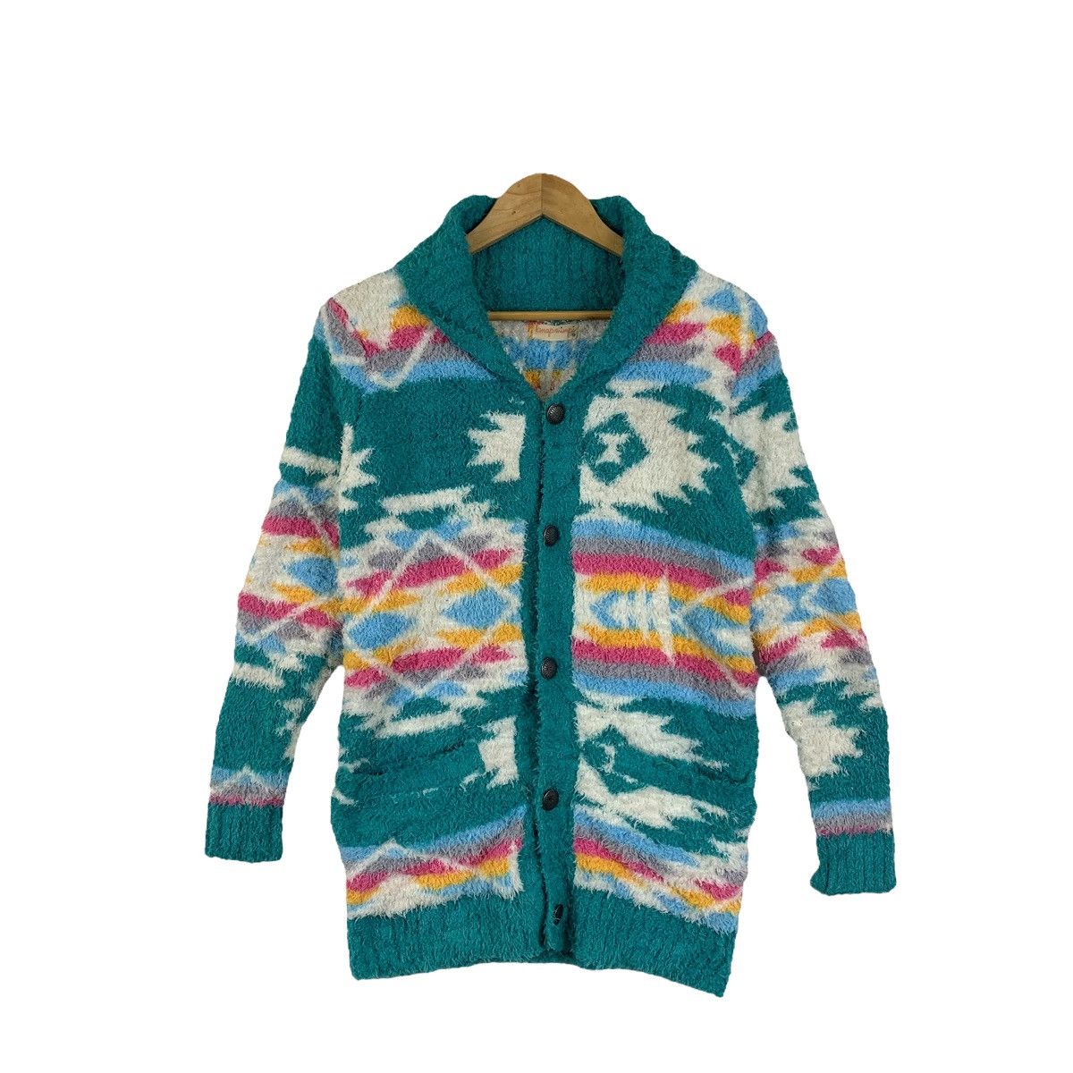 Native × Vintage Aztec Navajo Native Fullprint Design Fleece Cardigan Sweater Size M / US 6-8 / IT 42-44 - 1 Thumbnail