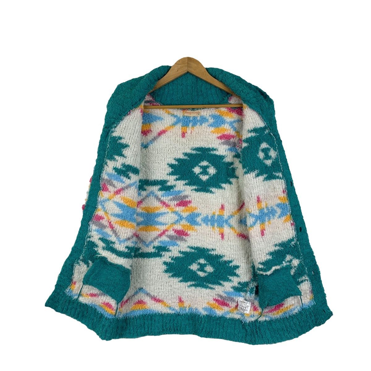 Native × Vintage Aztec Navajo Native Fullprint Design Fleece Cardigan Sweater Size M / US 6-8 / IT 42-44 - 3 Thumbnail